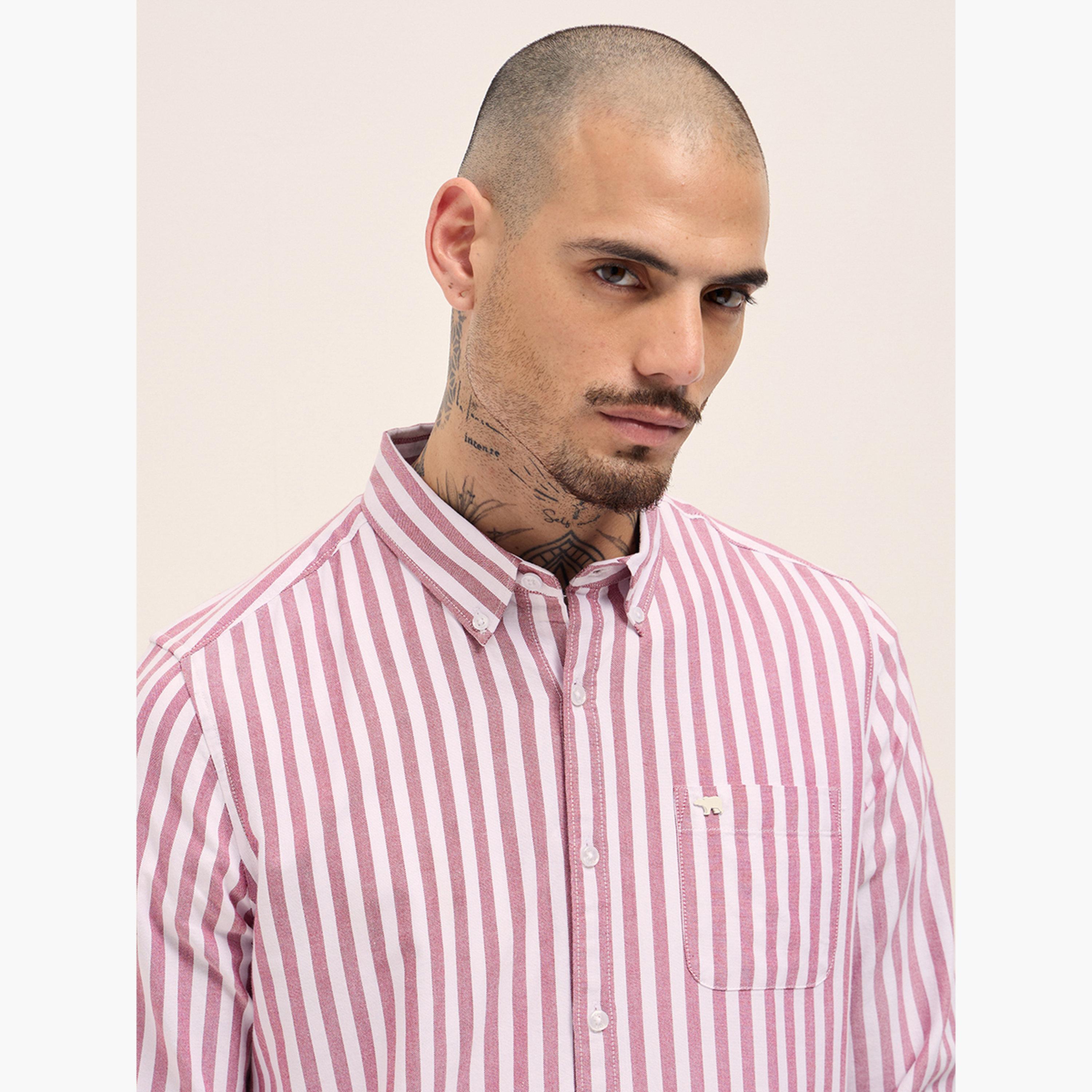 The Bear House X Styli Men's Pure Cotton Striped Casual Shirt-men-clothing-shirts-image-2