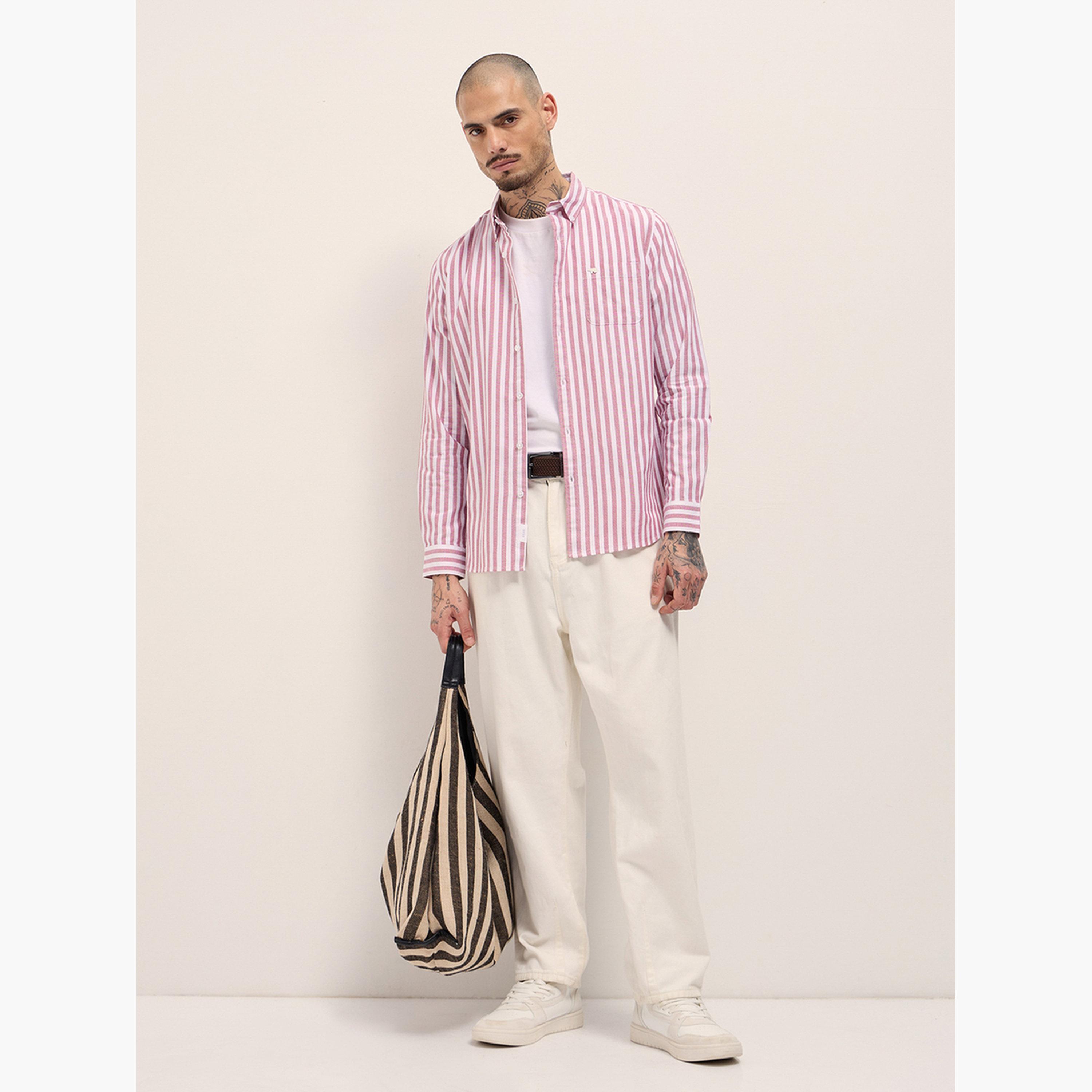 The Bear House X Styli Men's Pure Cotton Striped Casual Shirt-men-clothing-shirts-image-3
