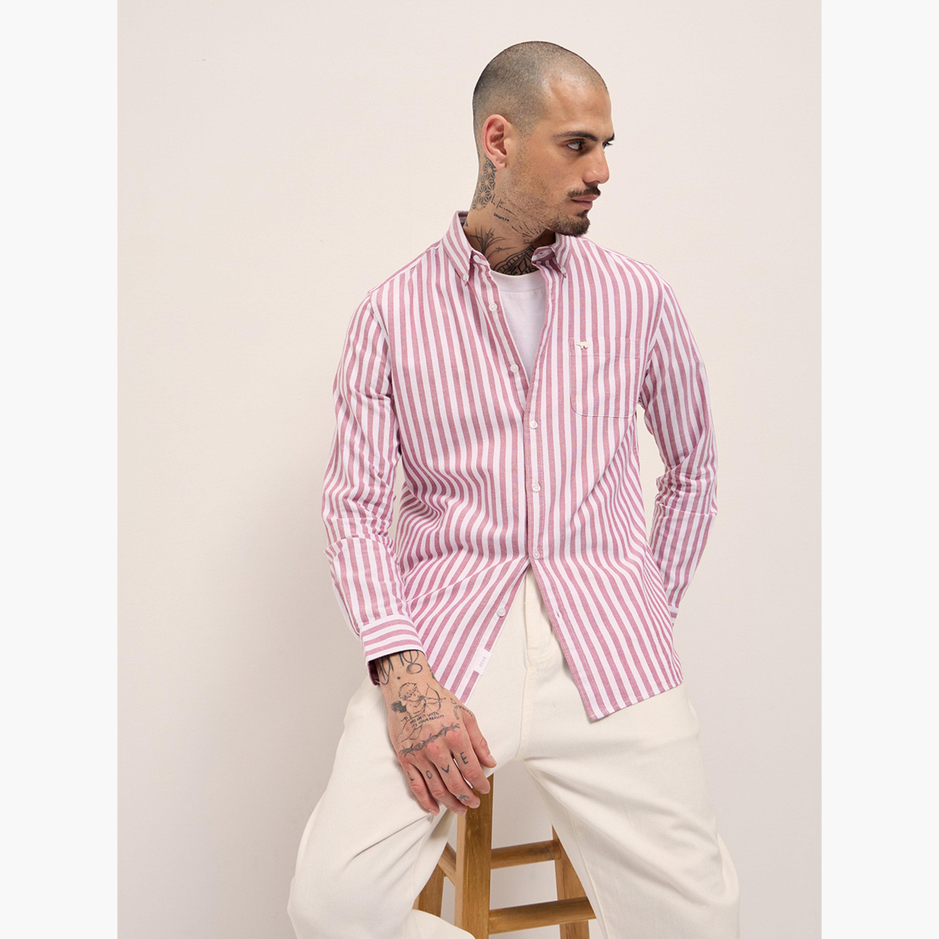 The Bear House X Styli Men's Pure Cotton Striped Casual Shirt-men-clothing-shirts-image-5