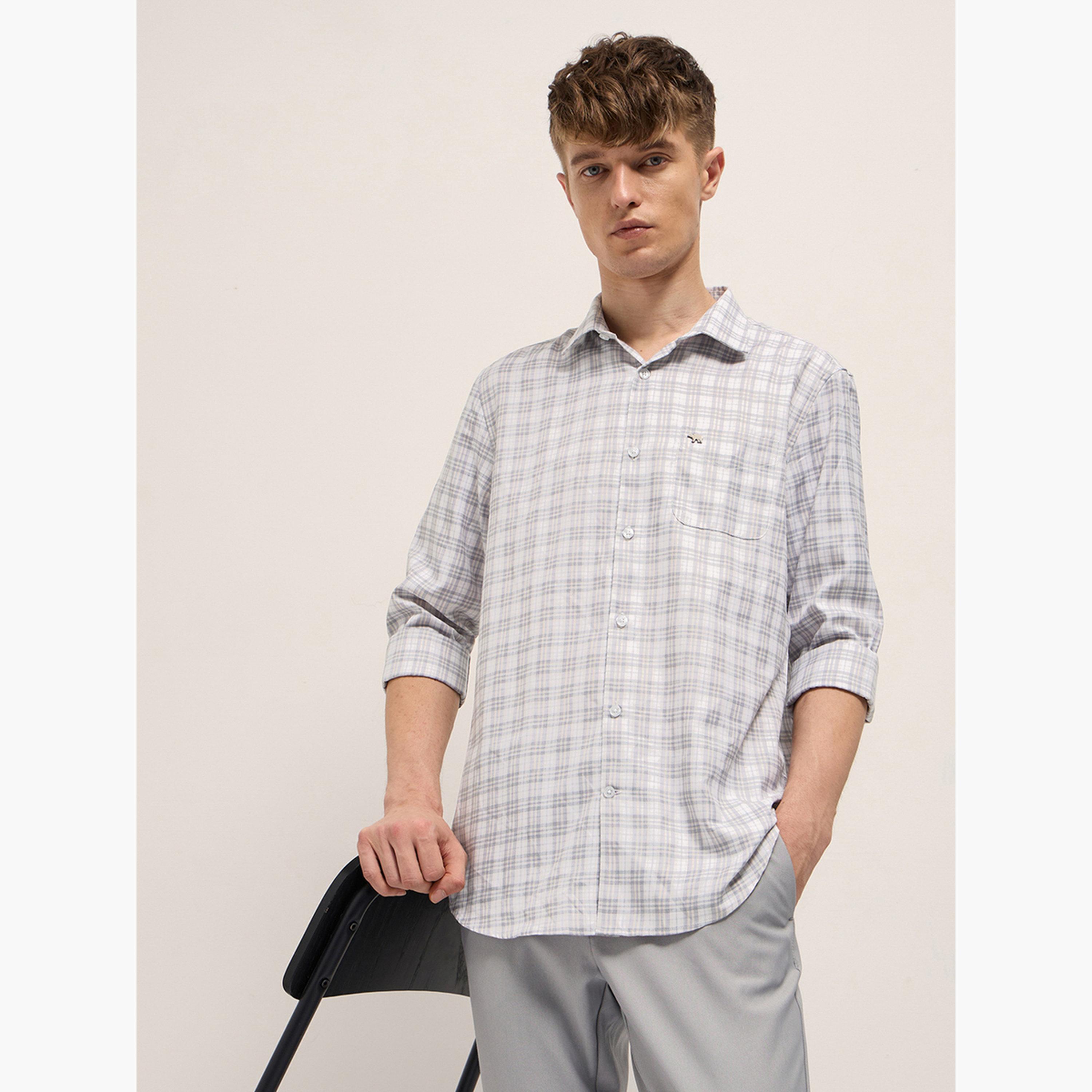 ذا بير هاوس × ستايلي - قميص رجالي رسمي بنقشة مربعات قصة محددة-men-clothing-shirts-image-4