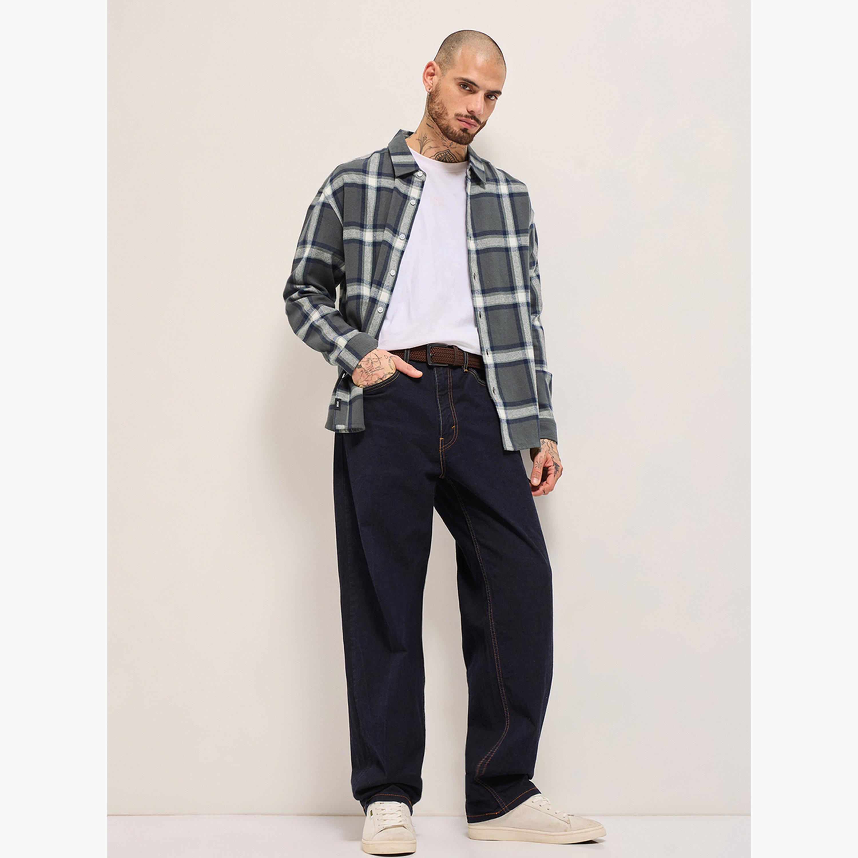 The Bear House X Styli Men's Cotton Checked Relaxed Fit Flannel Shirt-men-clothing-shirts-image-2