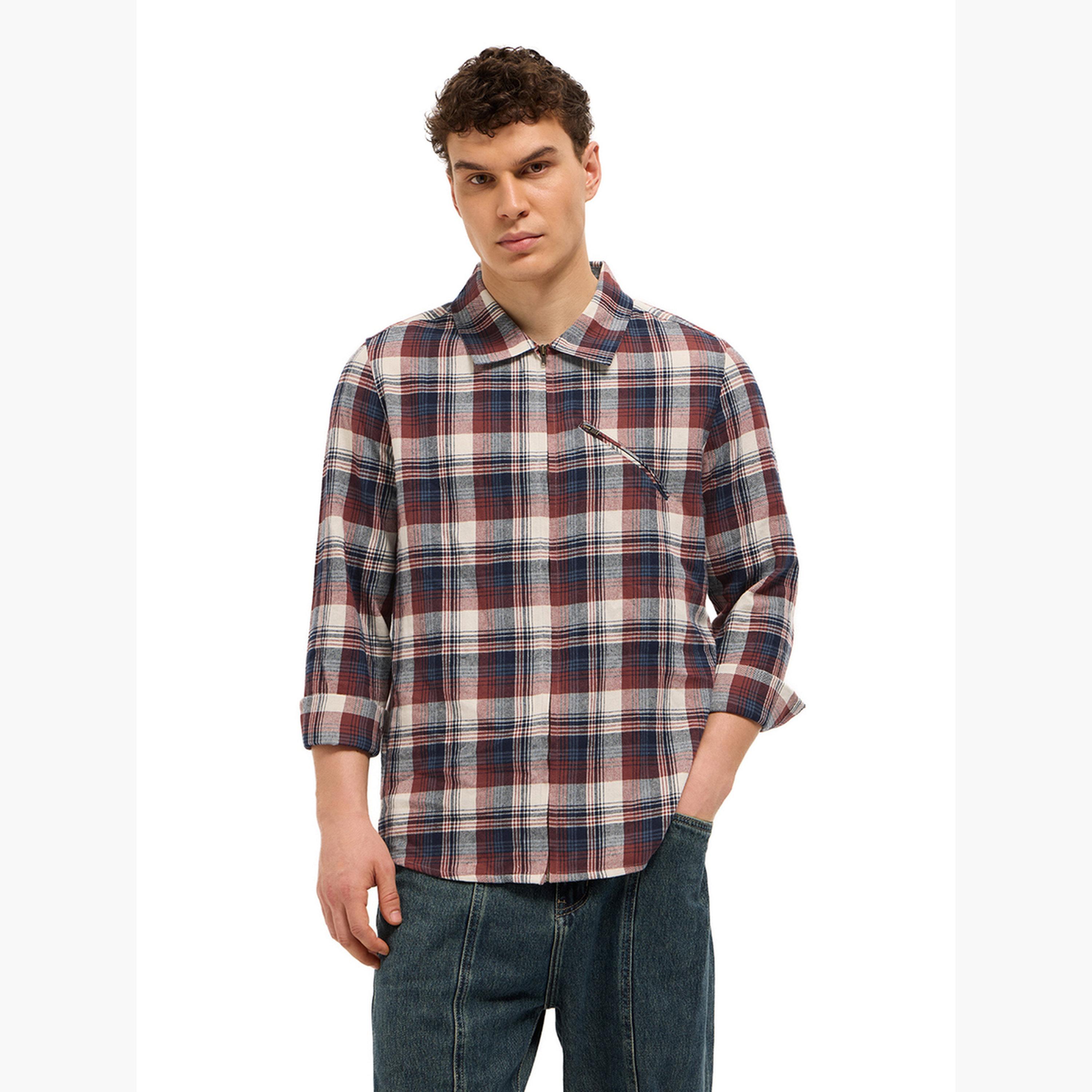 The Bear House X Styli Men's Cotton Checked Regular Fit Shirt-men-clothing-shirts-image-4