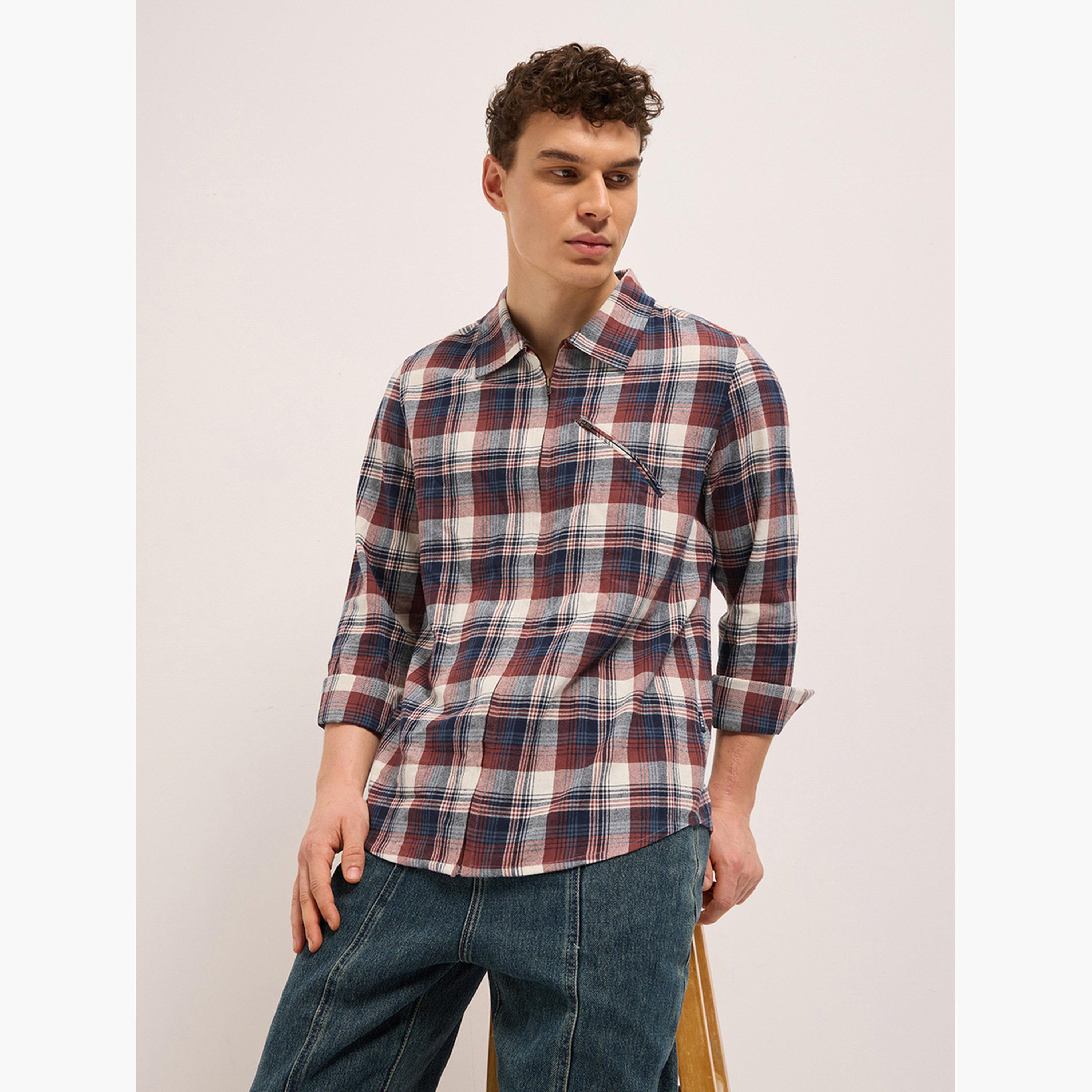 The Bear House X Styli Men's Cotton Checked Regular Fit Shirt-men-clothing-shirts-image-5