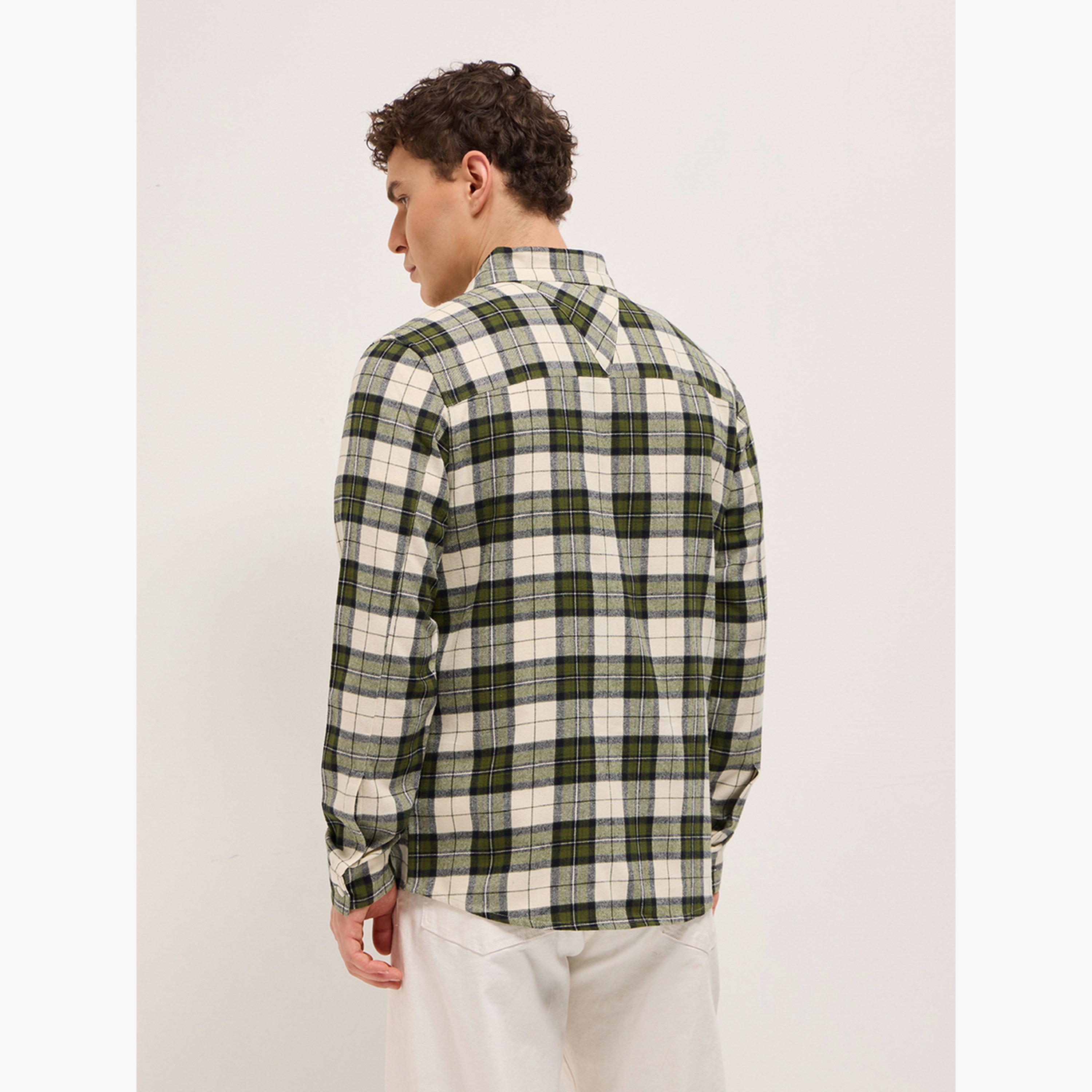 ذا بير هاوس × ستايلي - قميص رجالي قطني بنقشة مربعات وقصة عادية-men-clothing-shirts-image-6