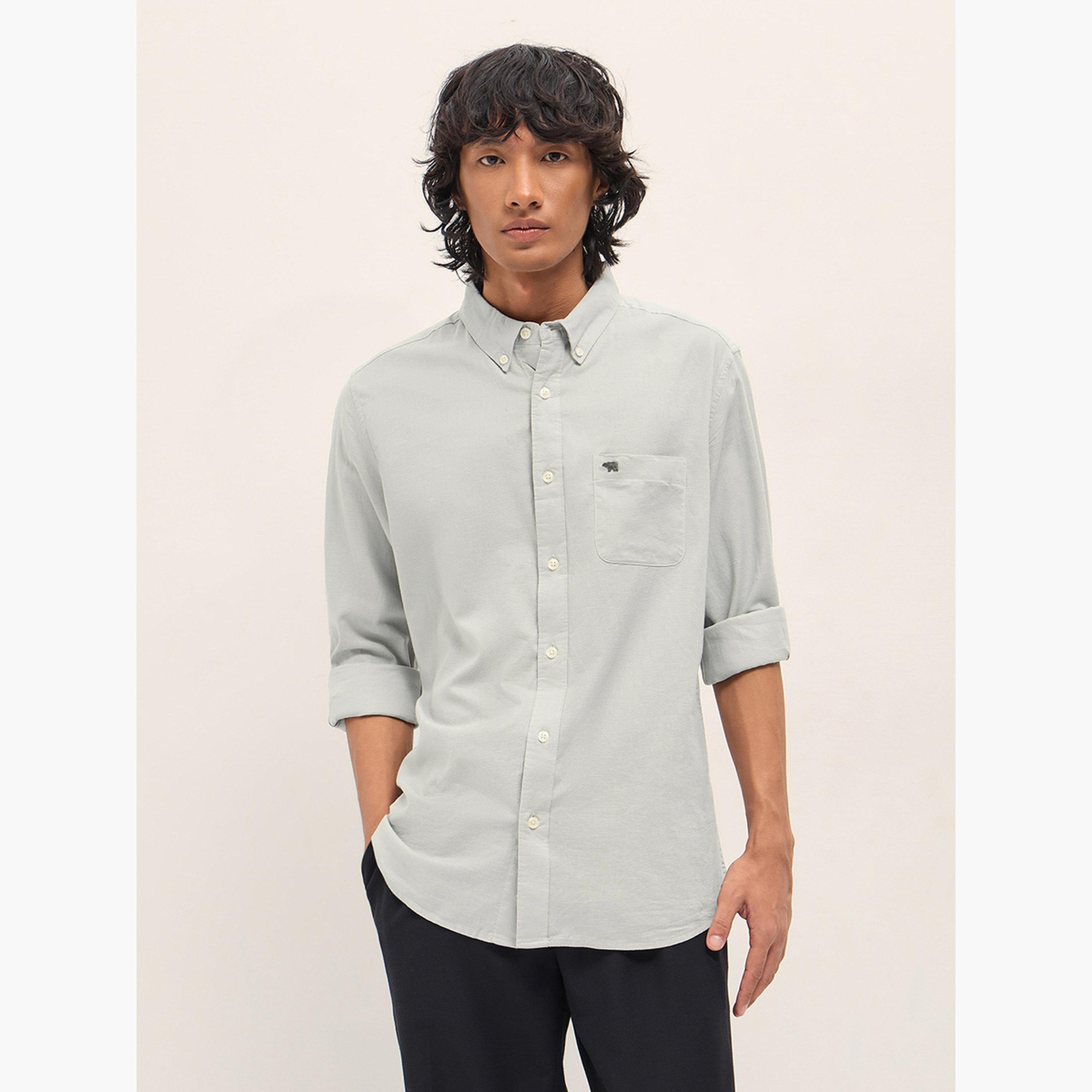 The Bear House X Styli Men Solid Cotton Linen Slim Fit Casual Shirt-men-clothing-shirts-image-1