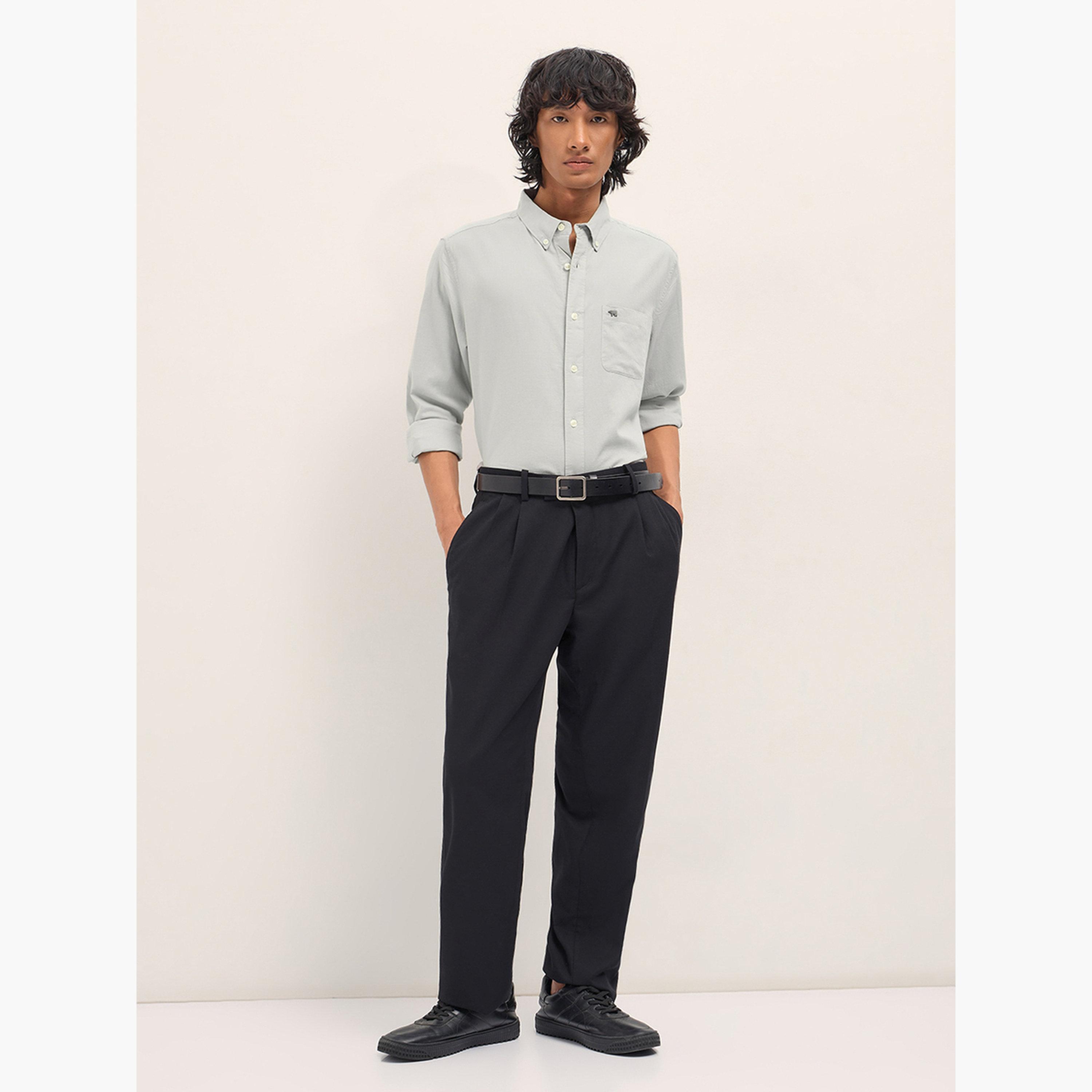 The Bear House X Styli Men Solid Cotton Linen Slim Fit Casual Shirt-men-clothing-shirts-image-2