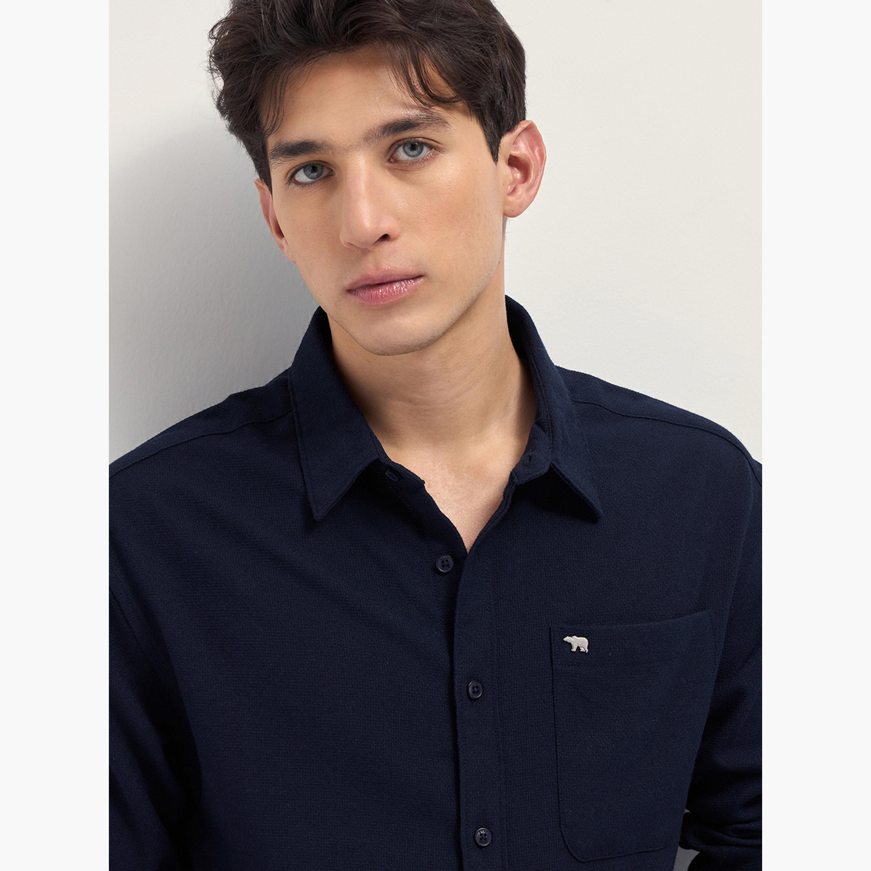 ذا بير هاوس × ستايلي - قميص رجالي كاجوال بقصة مريحة ومنسوجة بنسيج مميز-men-clothing-shirts-image-2