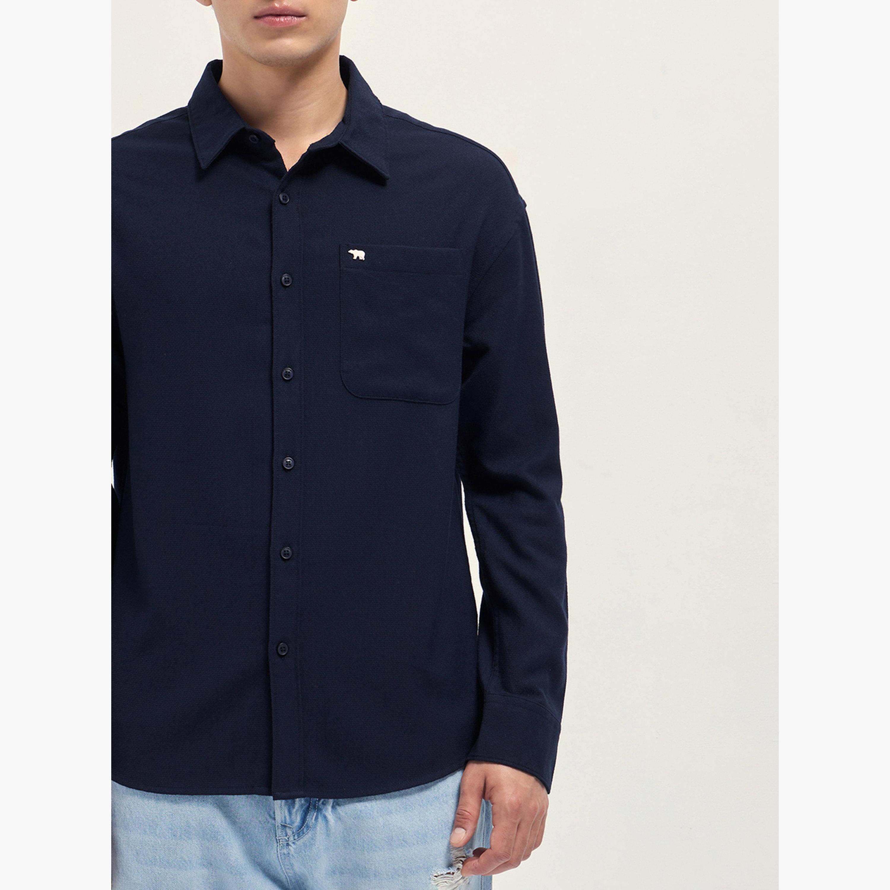 ذا بير هاوس × ستايلي - قميص رجالي كاجوال بقصة مريحة ومنسوجة بنسيج مميز-men-clothing-shirts-image-3