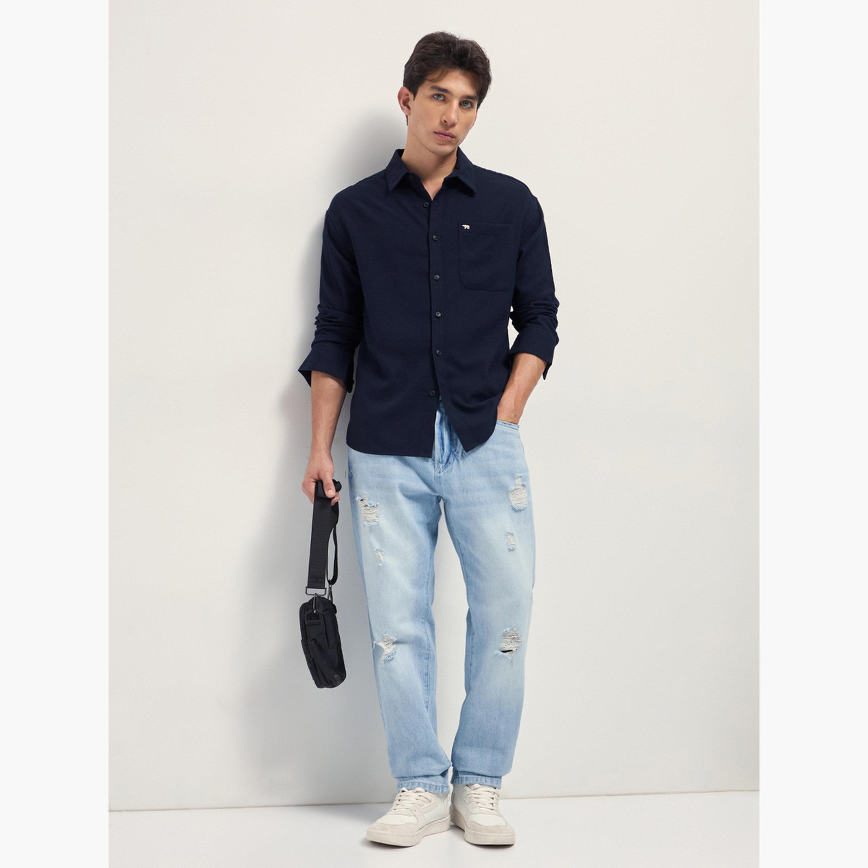 The Bear House X Styli Men Woven Textured Relaxed Fit Casual Shirt-men-clothing-shirts-image-4