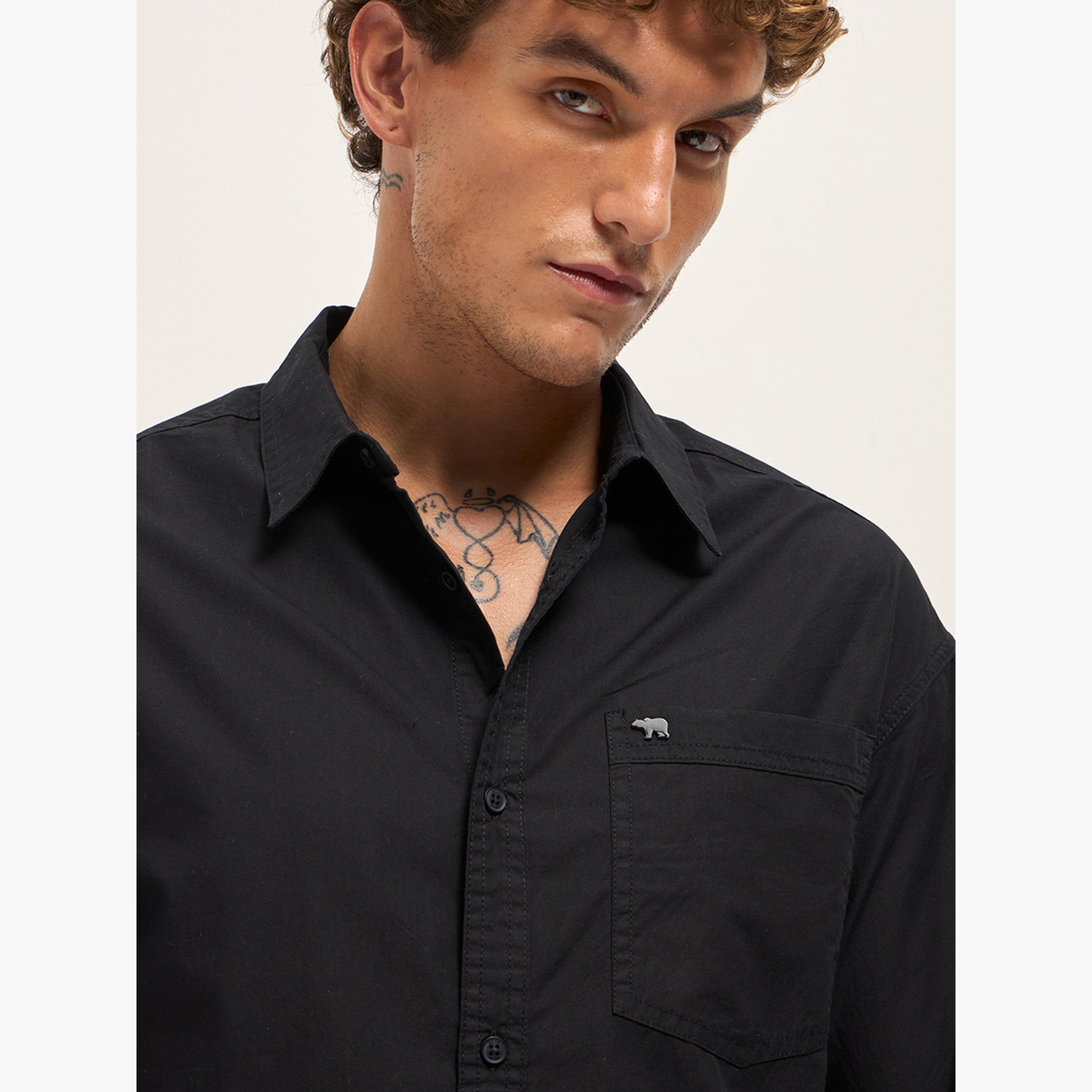 The Bear House X Styli Men Pure Cotton Relaxed Fit Overshirt-men-clothing-shirts-image-2