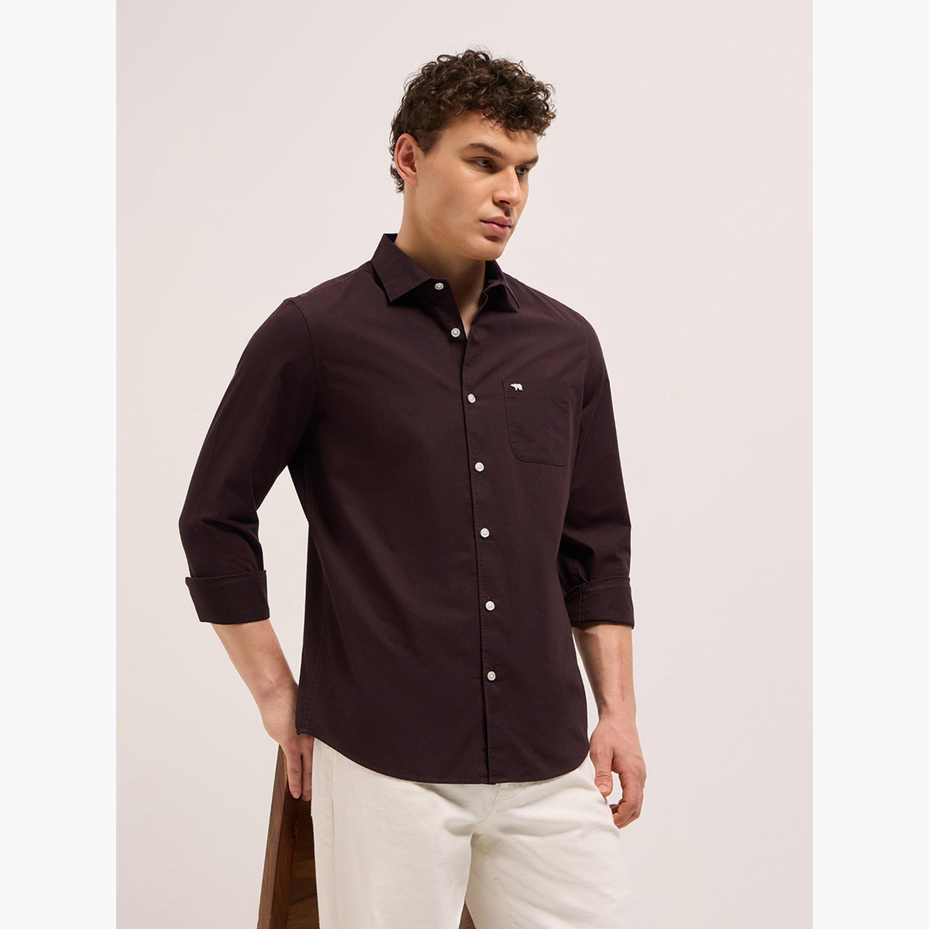 The Bear House X Styli Men's Cotton Solid Slim Fit Casual Shirt-men-clothing-shirts-image-5