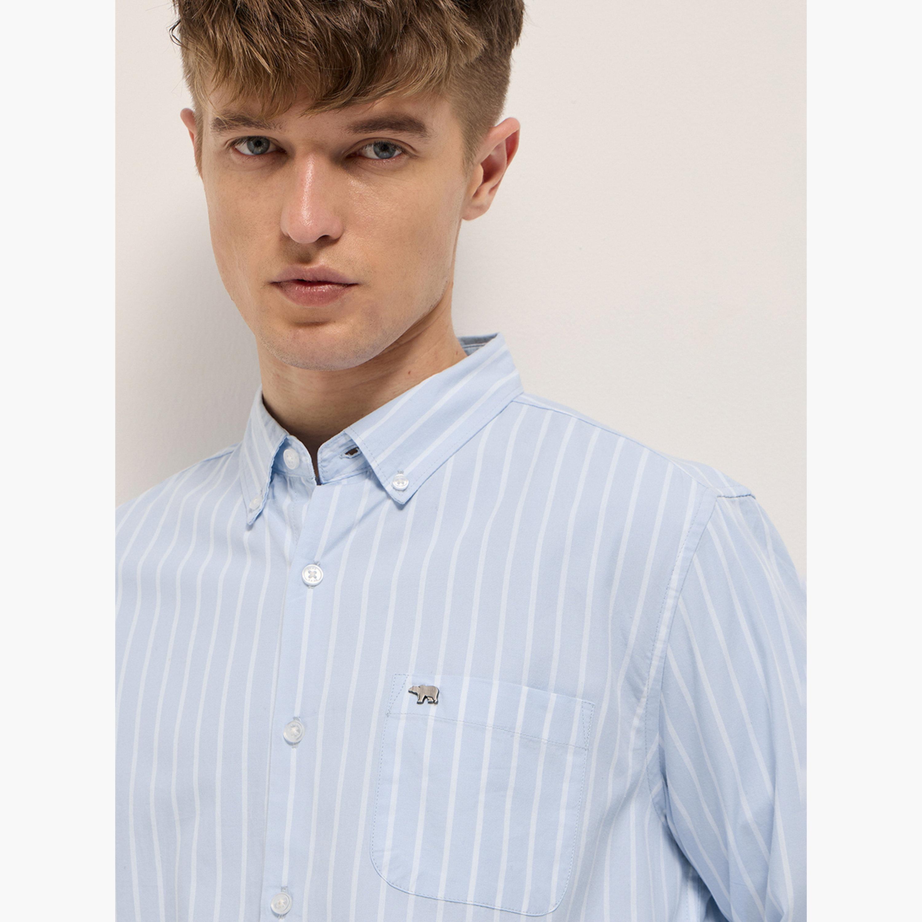 ذا بير هاوس × ستايلي - قميص رجالي قطني مخطط بقصة ضيقة لإطلالة الكاجوال-men-clothing-shirts-image-2