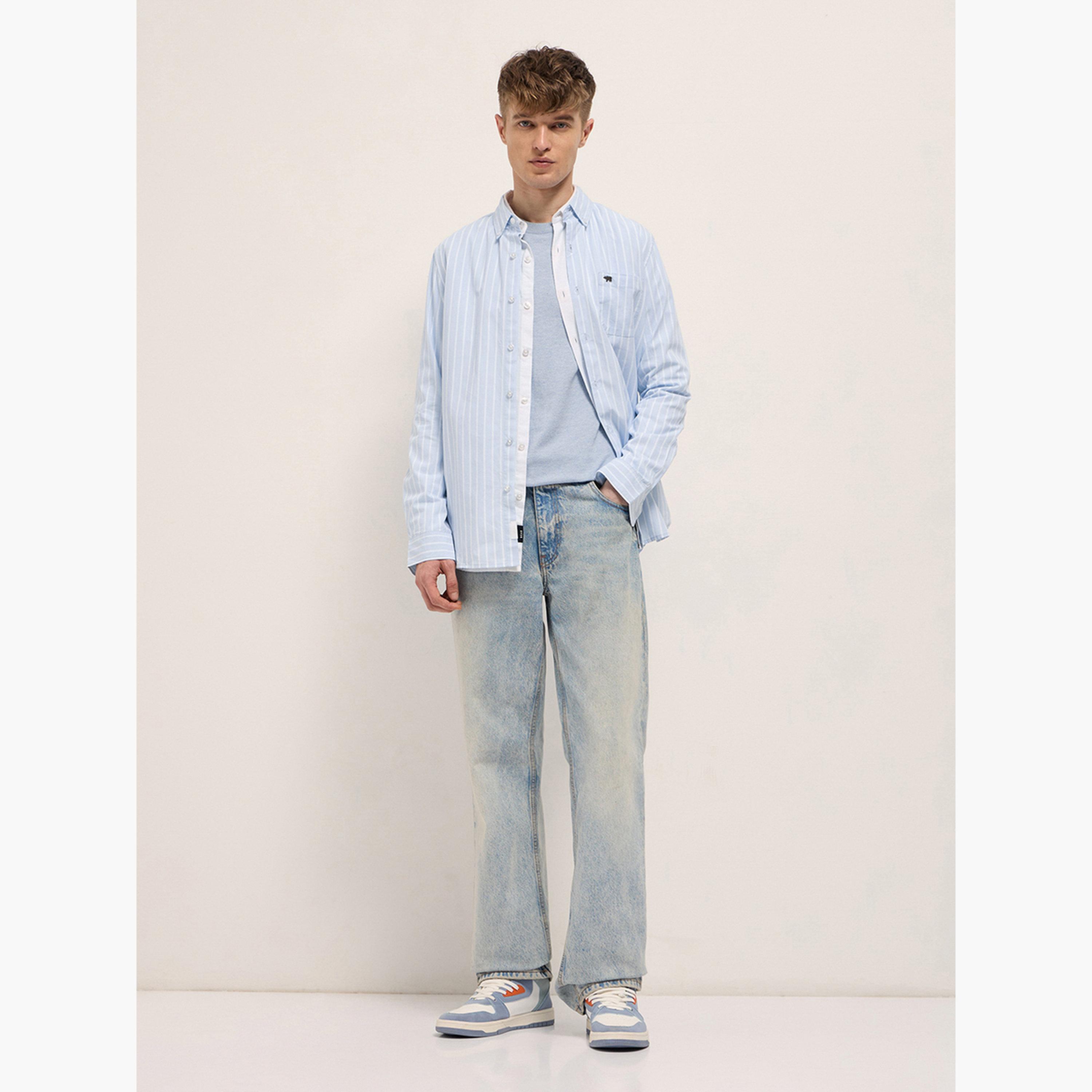 ذا بير هاوس × ستايلي - قميص رجالي قطني مخطط بقصة ضيقة لإطلالة الكاجوال-men-clothing-shirts-image-3