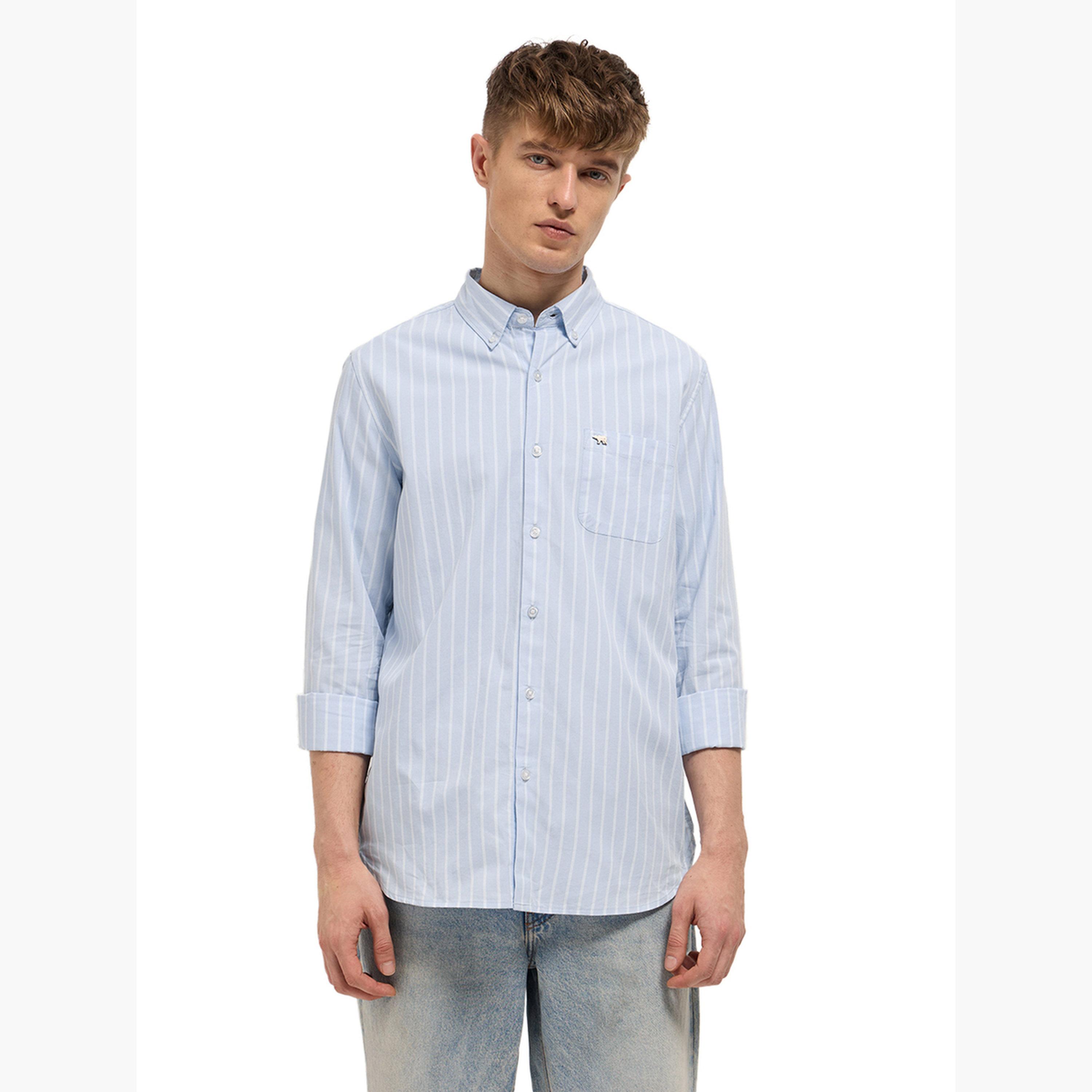 ذا بير هاوس × ستايلي - قميص رجالي قطني مخطط بقصة ضيقة لإطلالة الكاجوال-men-clothing-shirts-image-4