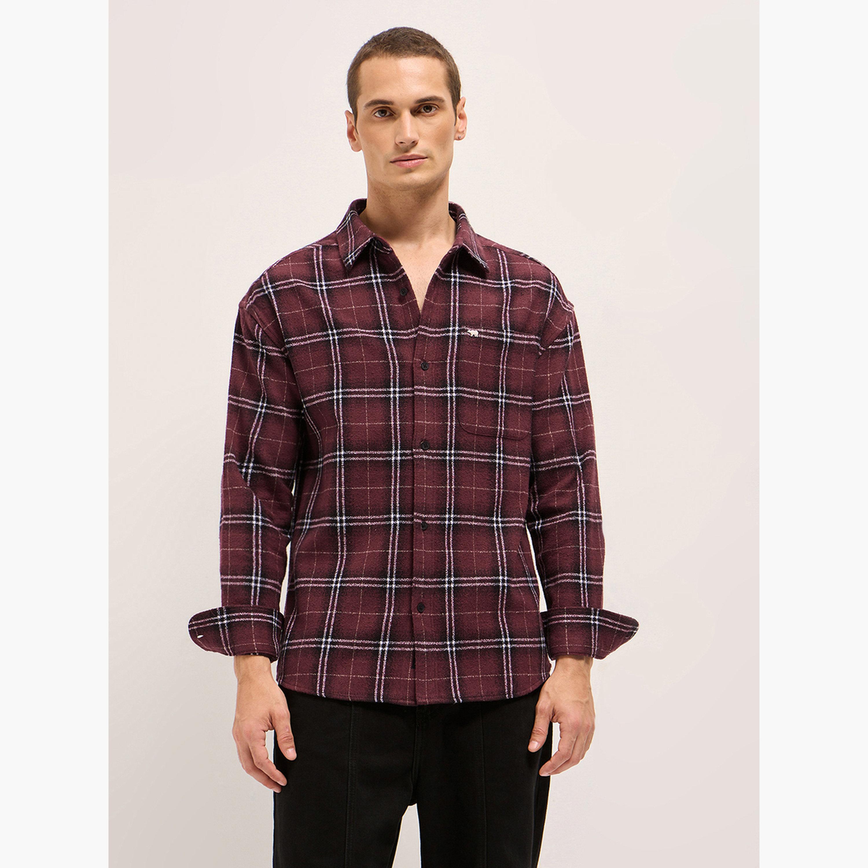 The Bear House X Styli Men Cotton Checked Relax Fit Flannel Casual Shirt-men-clothing-shirts-image-1