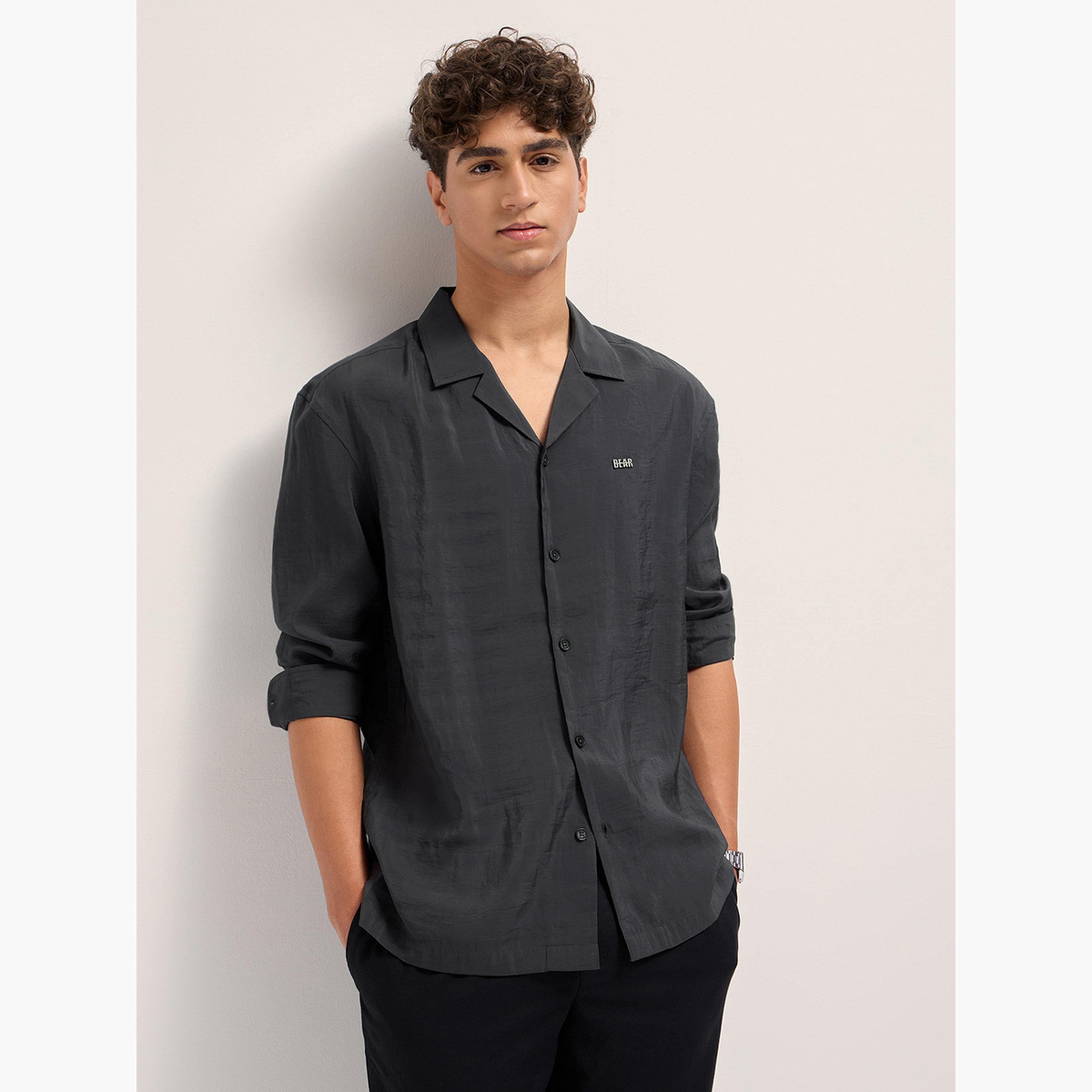 The Bear House X Styli Men Solid Cuban Collar Oversized Fit Casual Shirt-men-clothing-shirts-image-4
