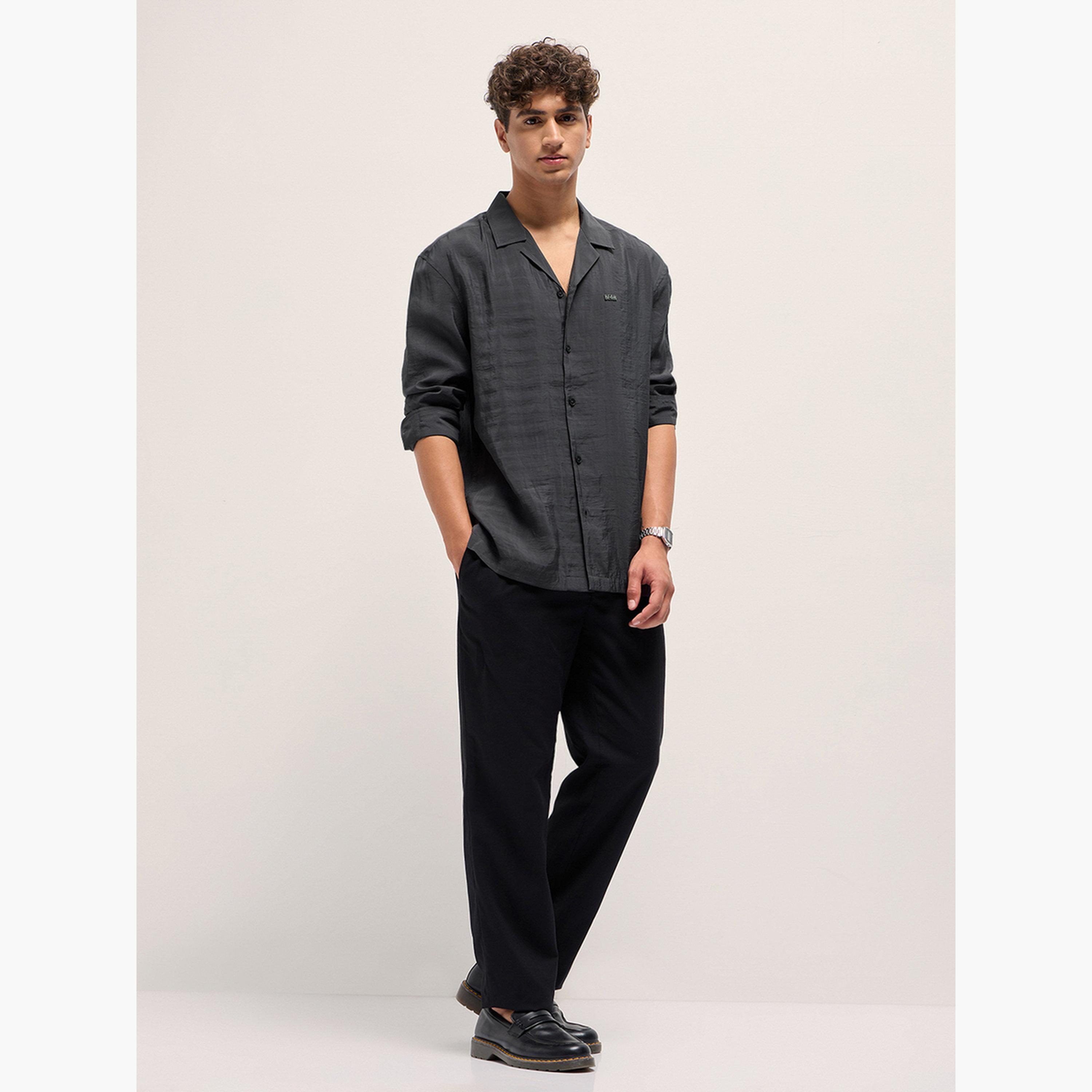 The Bear House X Styli Men Solid Cuban Collar Oversized Fit Casual Shirt-men-clothing-shirts-image-5