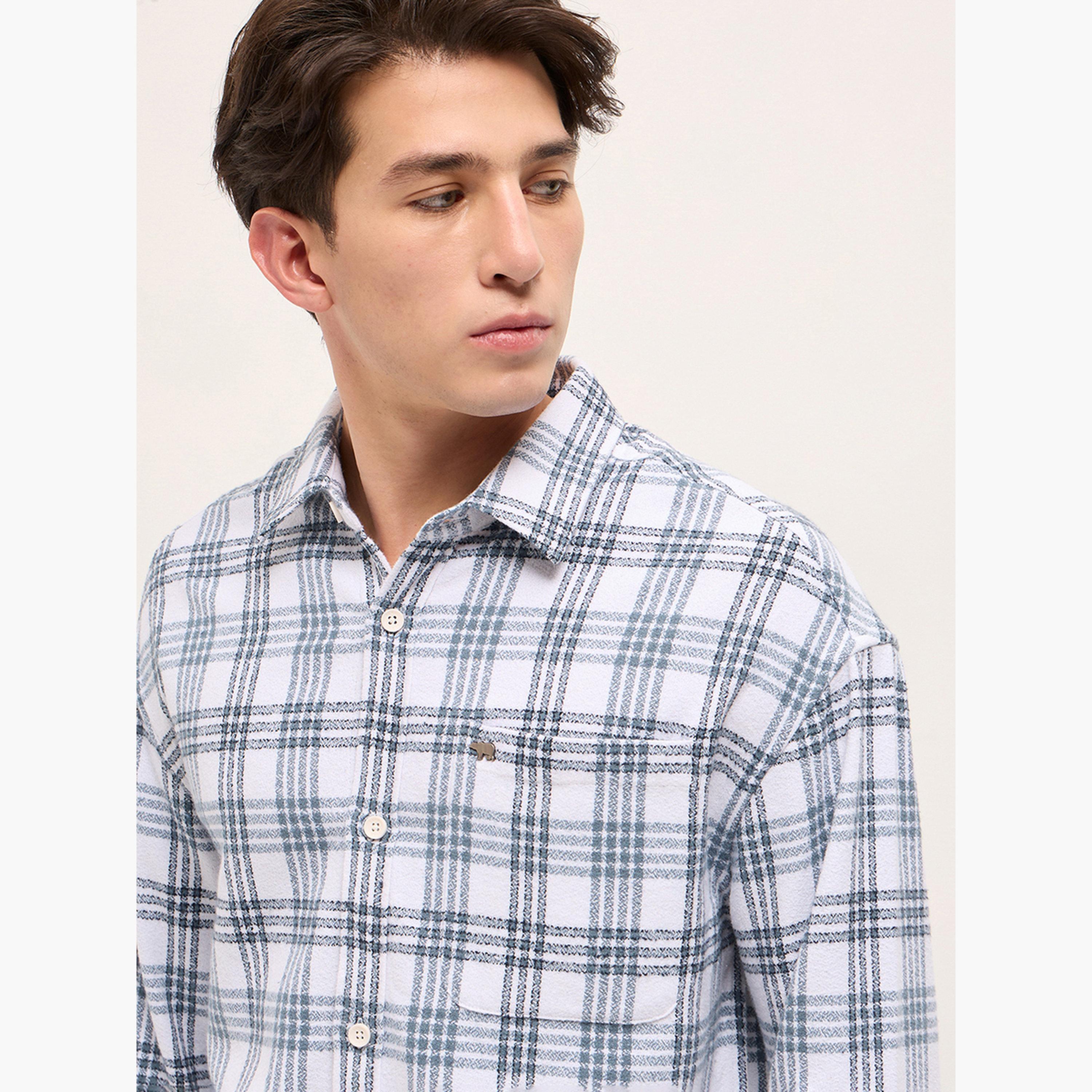 The Bear House X Styli Men's Pure Cotton Checked Relaxed Fit Casual Shirt-men-clothing-shirts-image-2