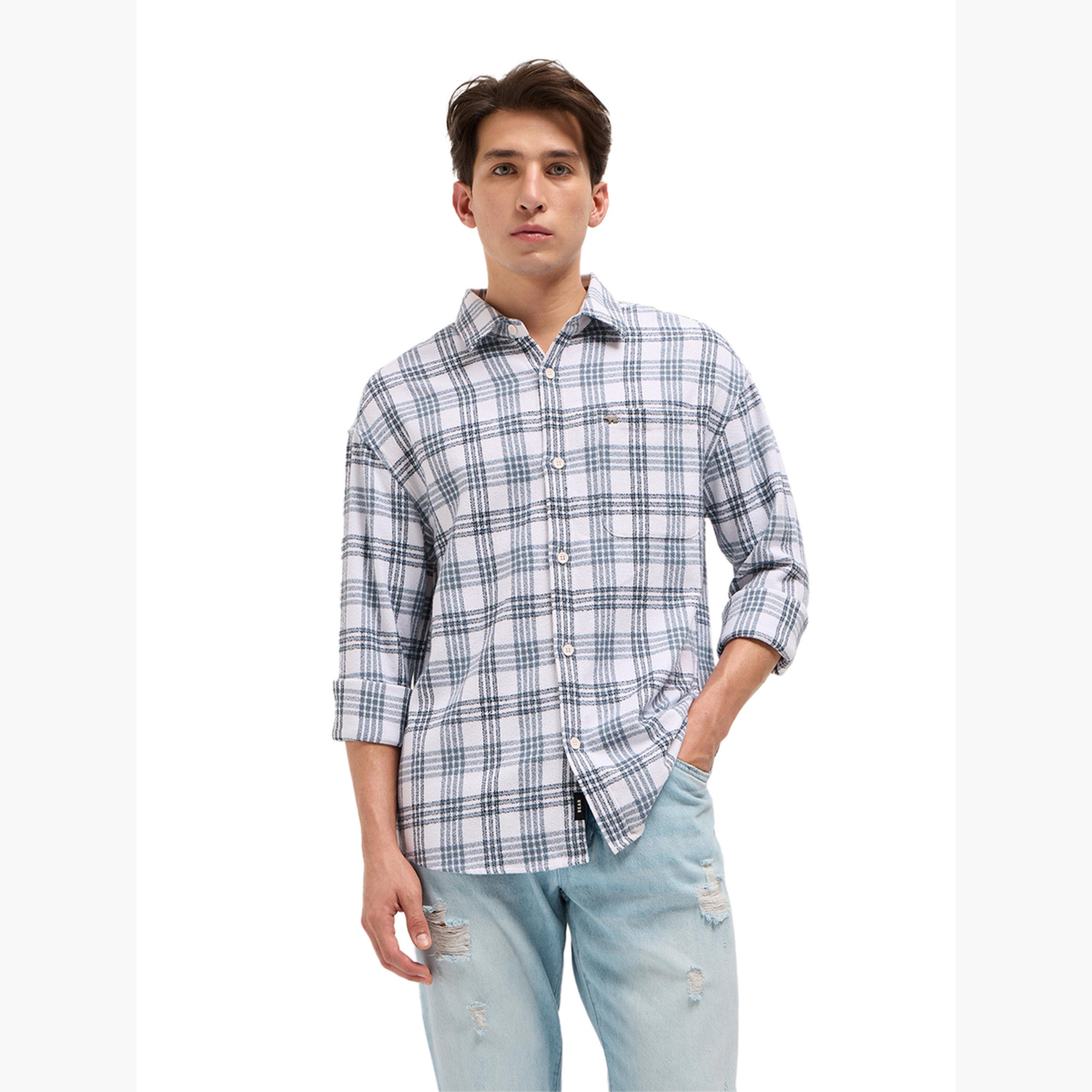The Bear House X Styli Men's Pure Cotton Checked Relaxed Fit Casual Shirt-men-clothing-shirts-image-3