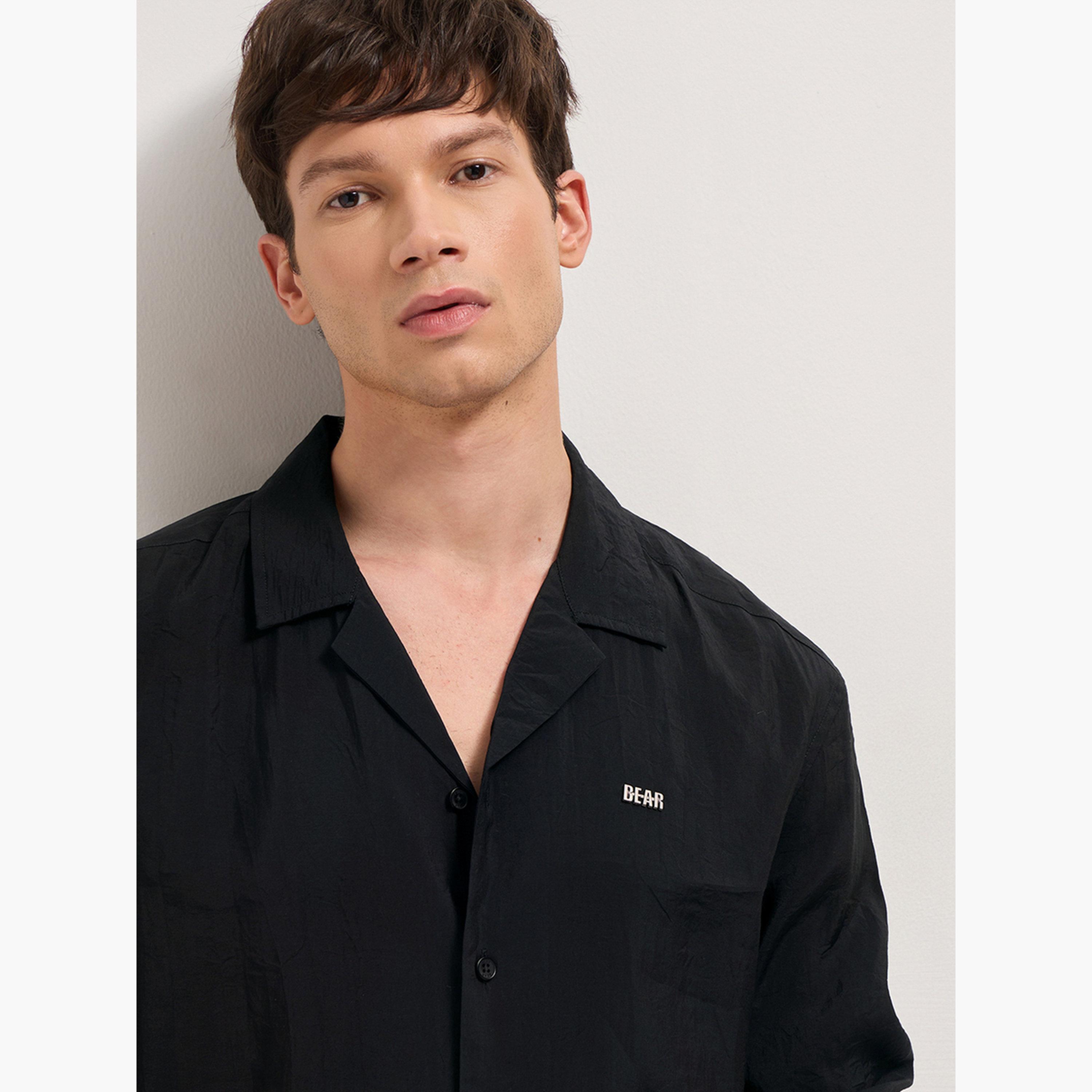 The Bear House X Styli Men Solid Cuban Collar Oversized Fit Casual Shirt-men-clothing-shirts-image-2