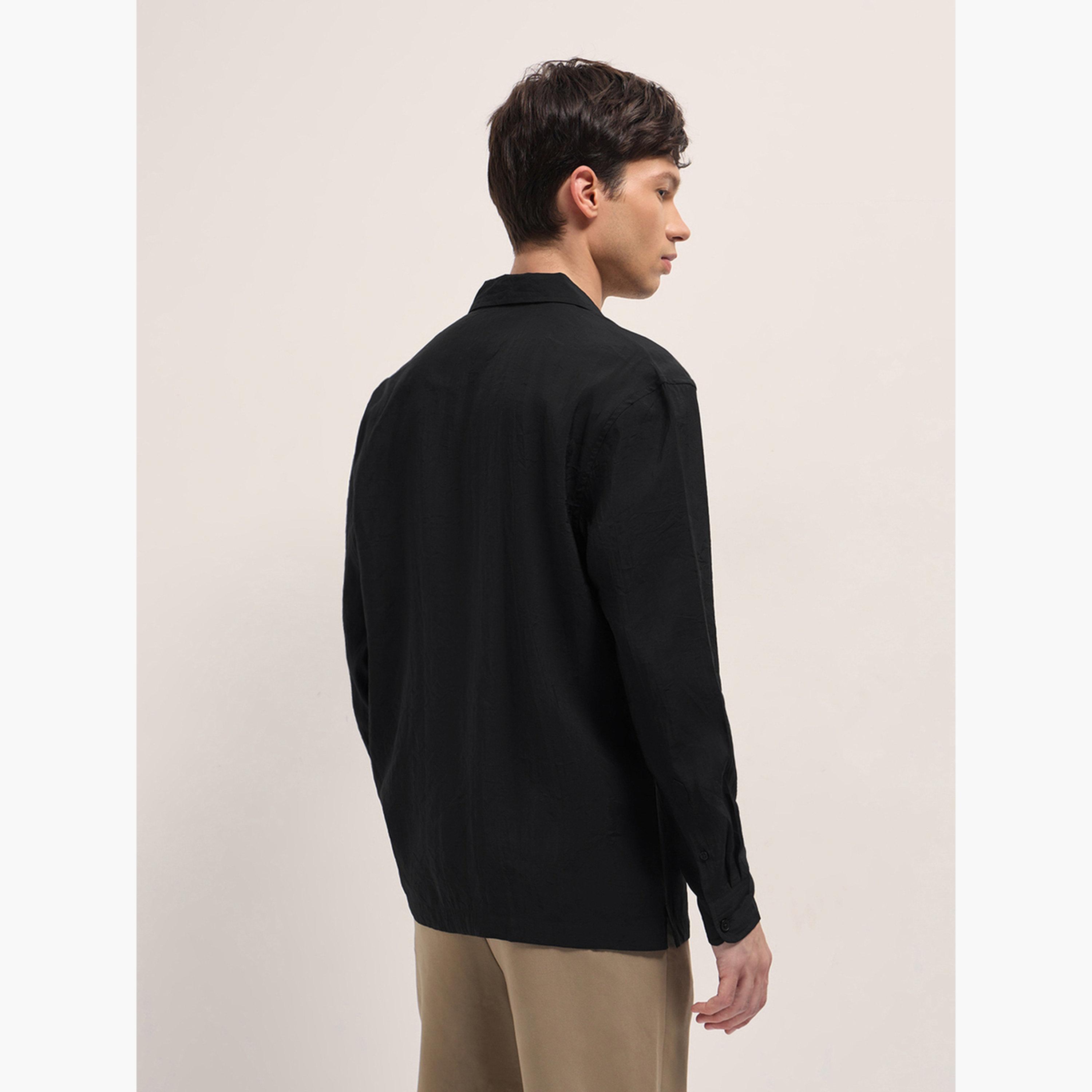 ذا بير هاوس × ستايلي - قميص رجالي سادة بياقة كوبية وقصة واسعة لإطلالة الكاجوال-men-clothing-shirts-image-6