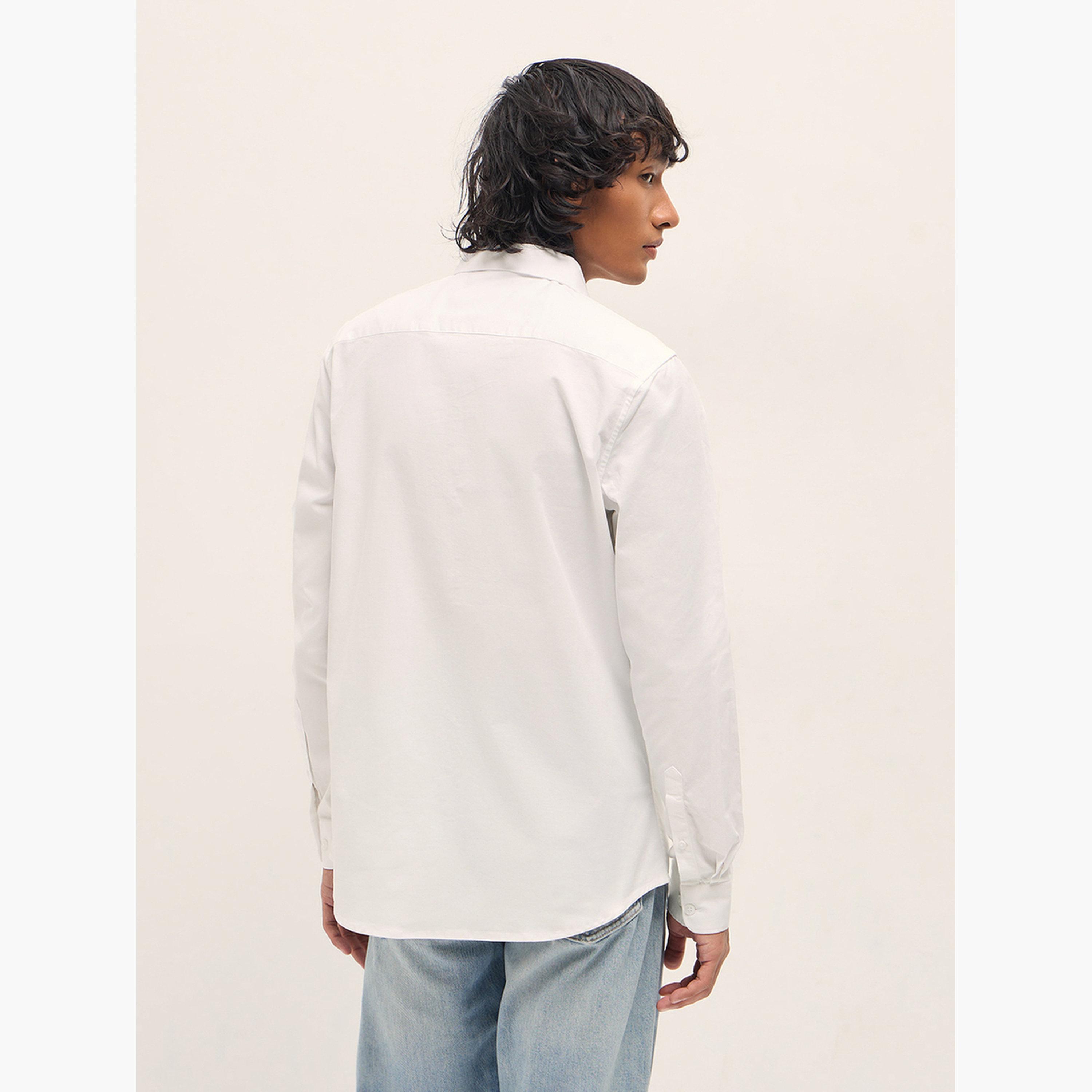 ذا بير هاوس × ستايلي - قميص رجالي كاجوال بقصة ضيقة مصنوع من مزيج القطن السادة-men-clothing-shirts-image-6