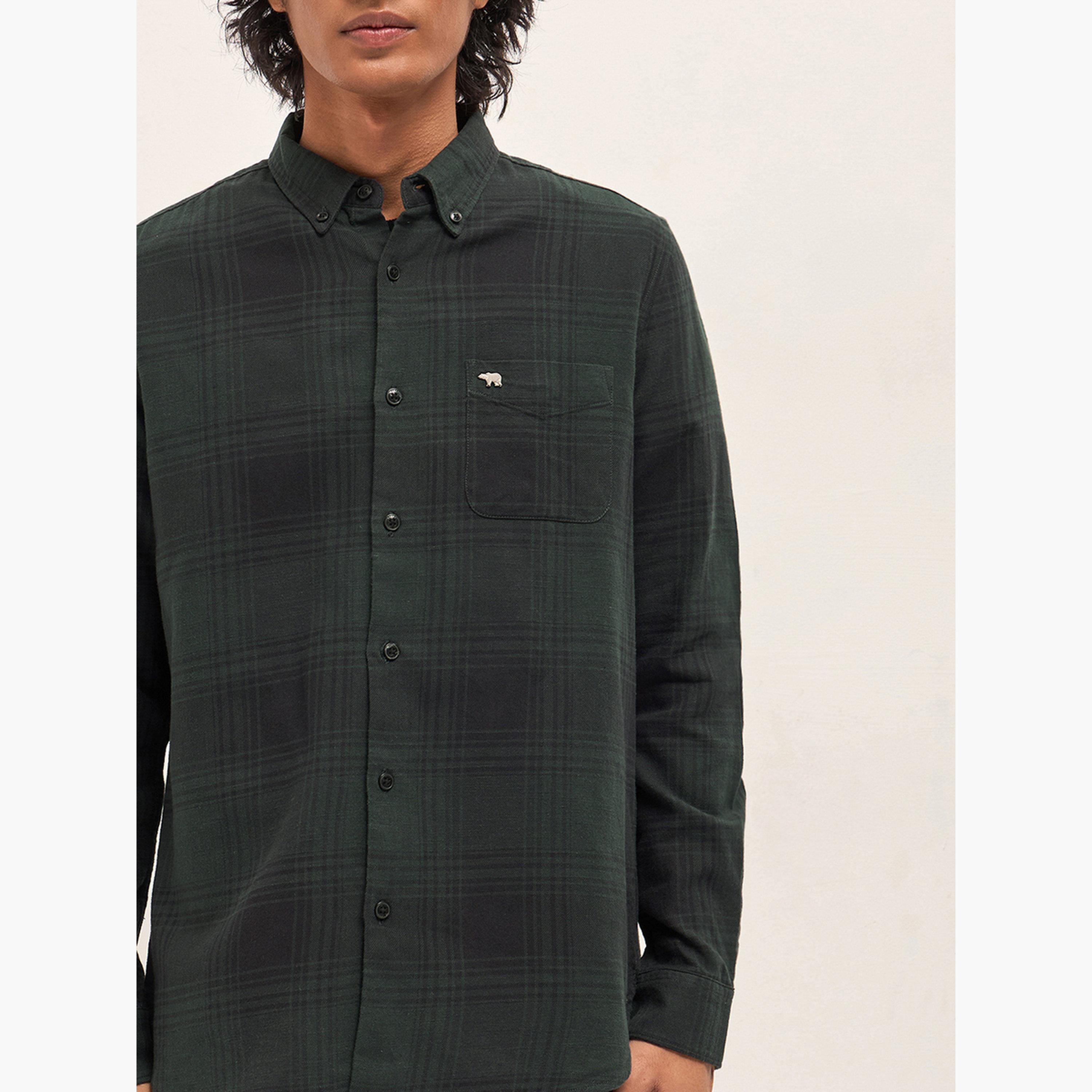 ذا بير هاوس × ستايلي - قميص رجالي قطني كاروهات بقصة ضيقة لإطلالة الكاجوال-men-clothing-shirts-image-3