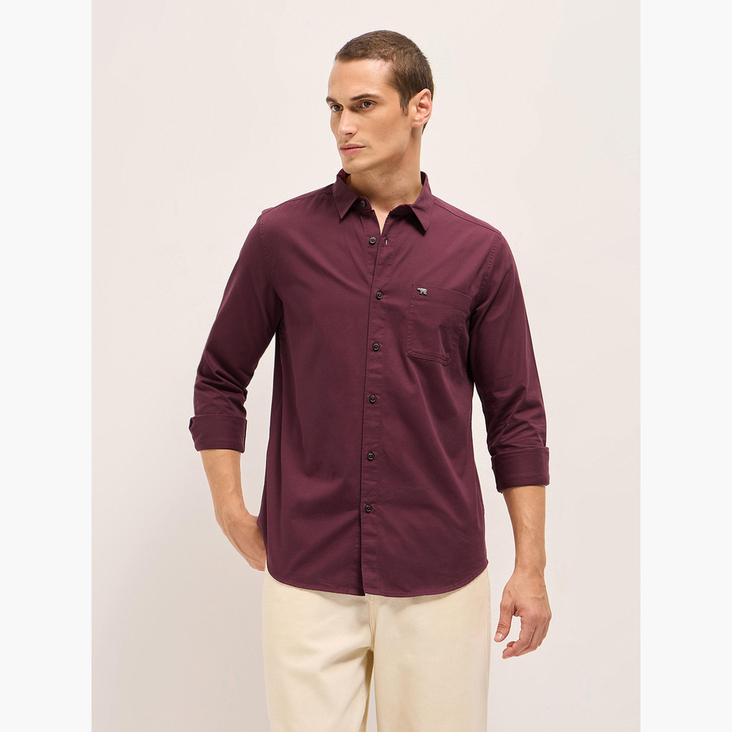 The Bear House X Styli Men's Solid Cotton Slim Fit Casual Shirt-men-clothing-shirts-image-1