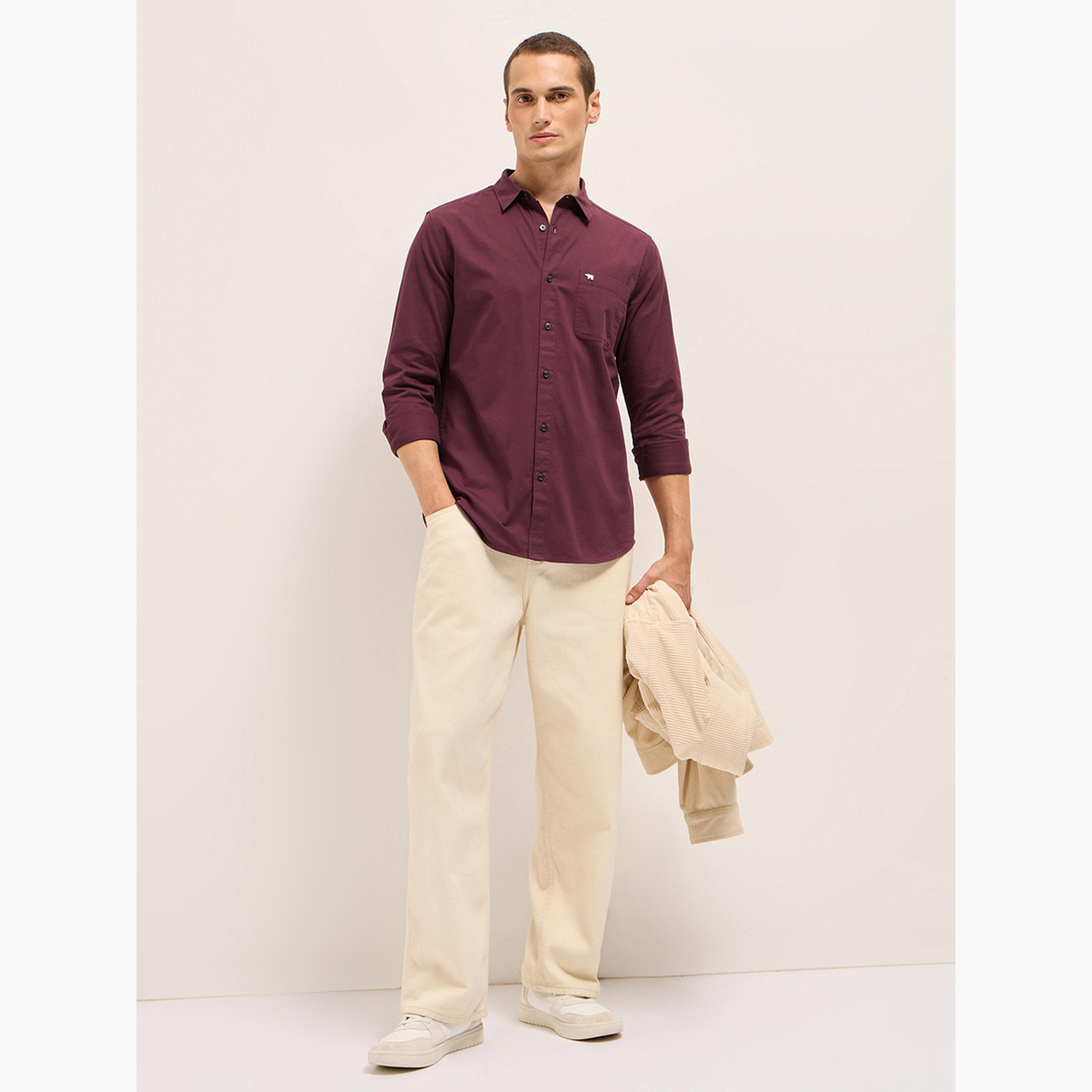 The Bear House X Styli Men's Solid Cotton Slim Fit Casual Shirt-men-clothing-shirts-image-3