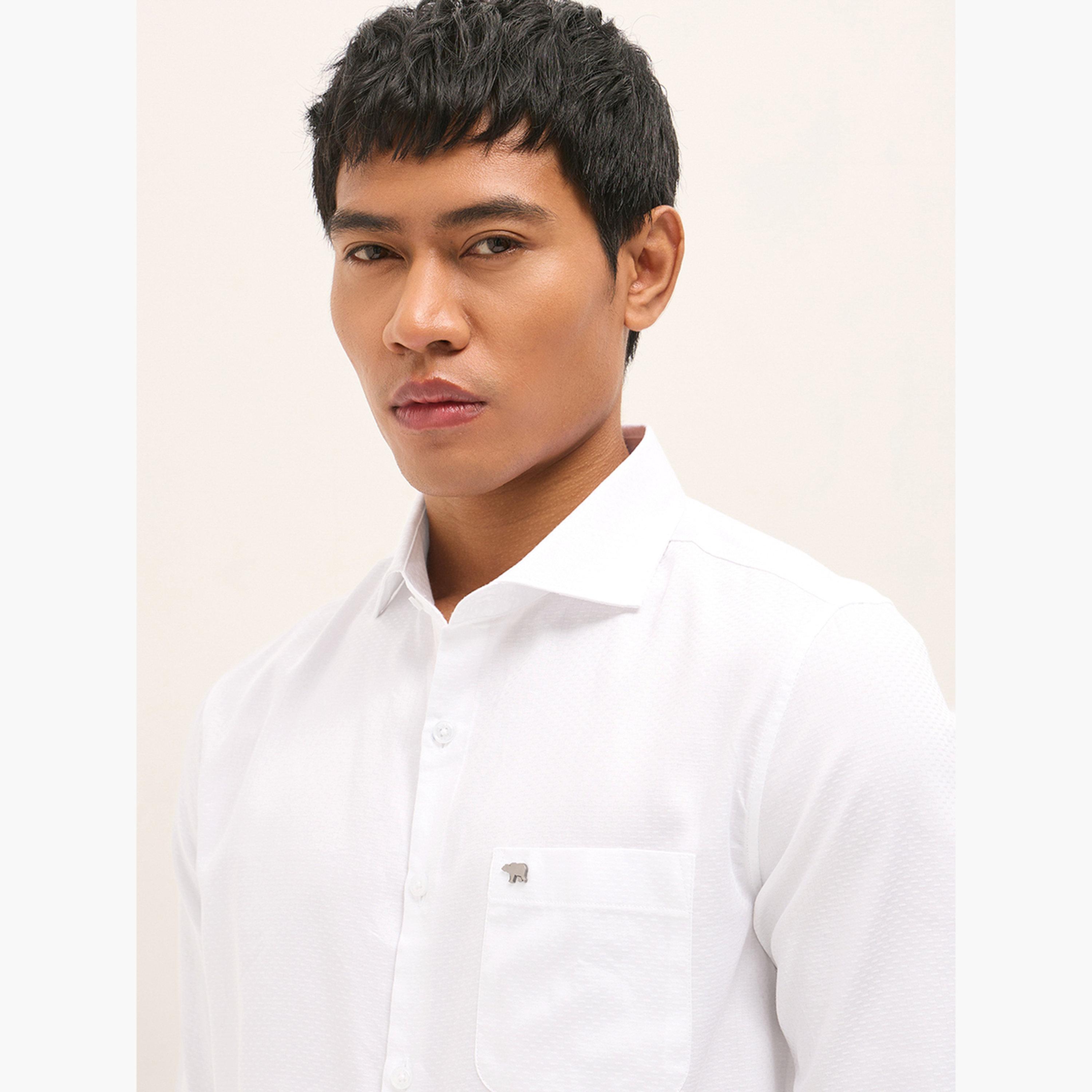 ذا بير هاوس × ستايلي - قميص رجالي رسمي تصميم منسوج قصة محددة-men-clothing-shirts-image-2