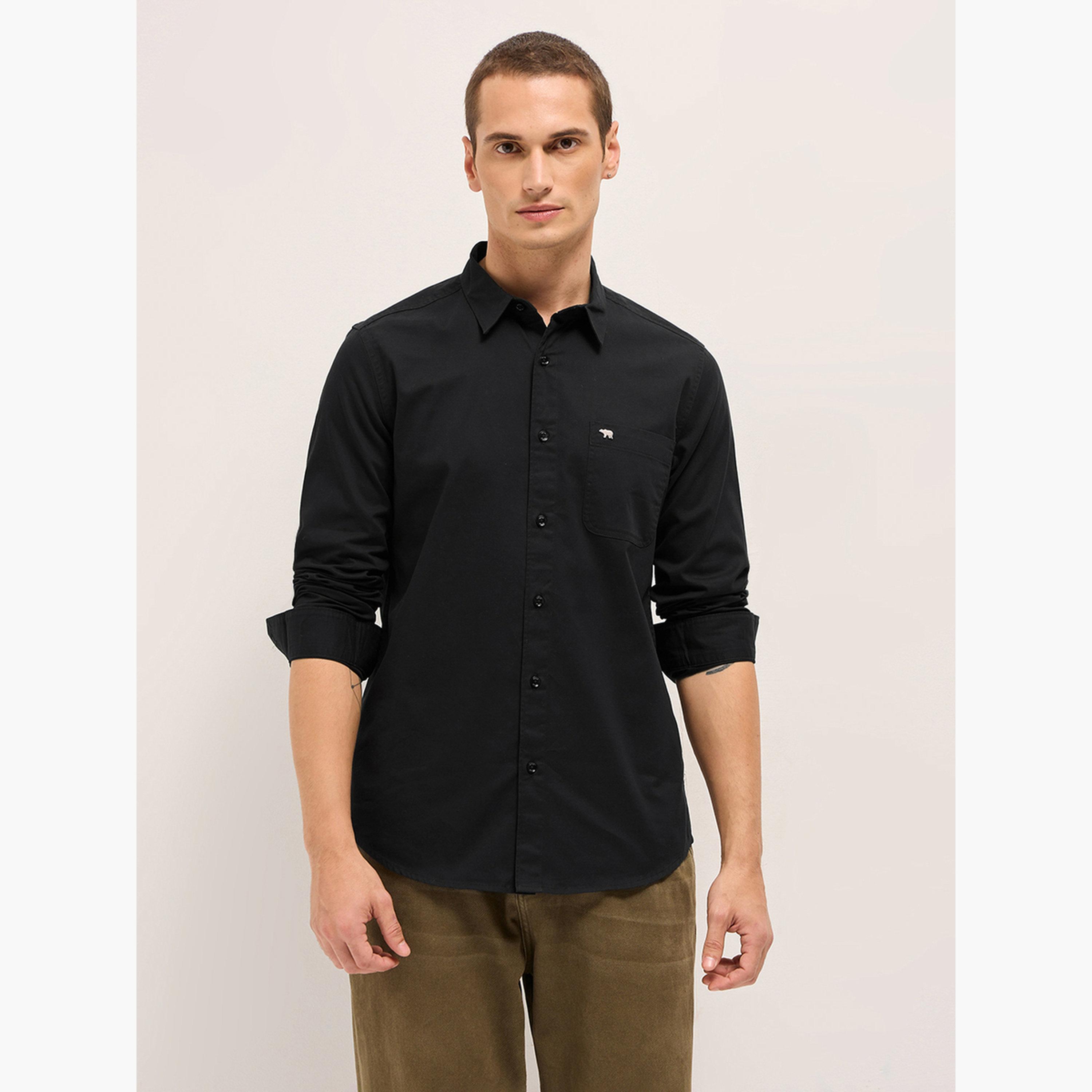 The Bear House X Styli Men's Solid Cotton Slim Fit Casual Shirt-men-clothing-shirts-image-1