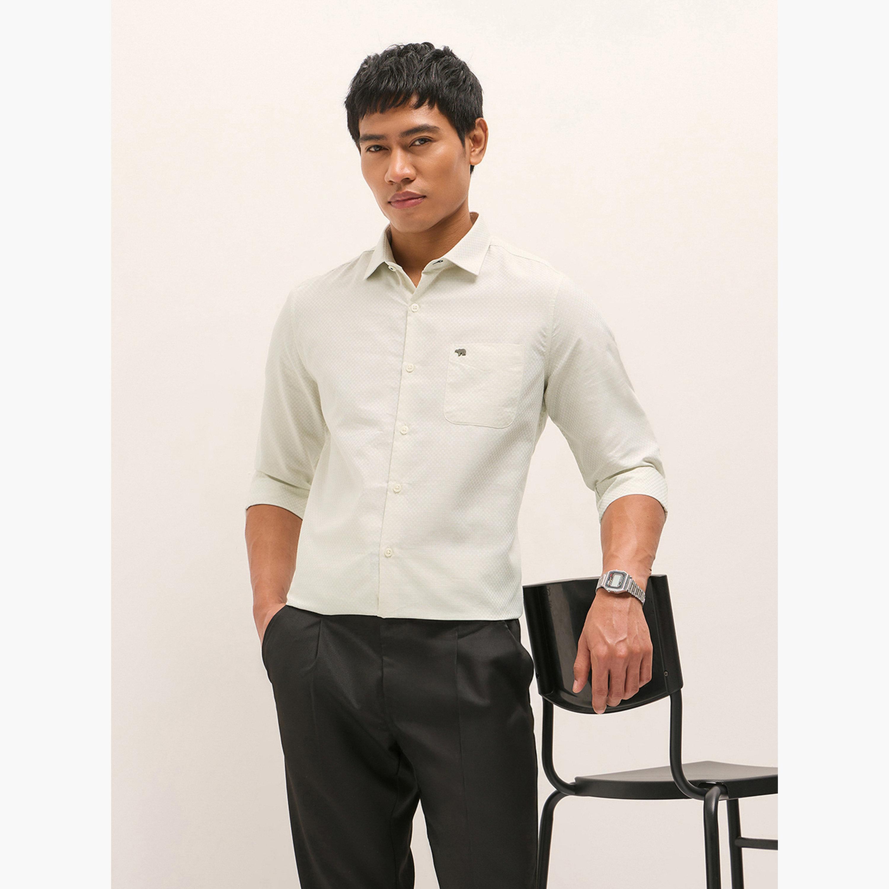 The Bear House X Styli Men Woven Design Tailored Fit Formal Shirt-men-clothing-shirts-image-5