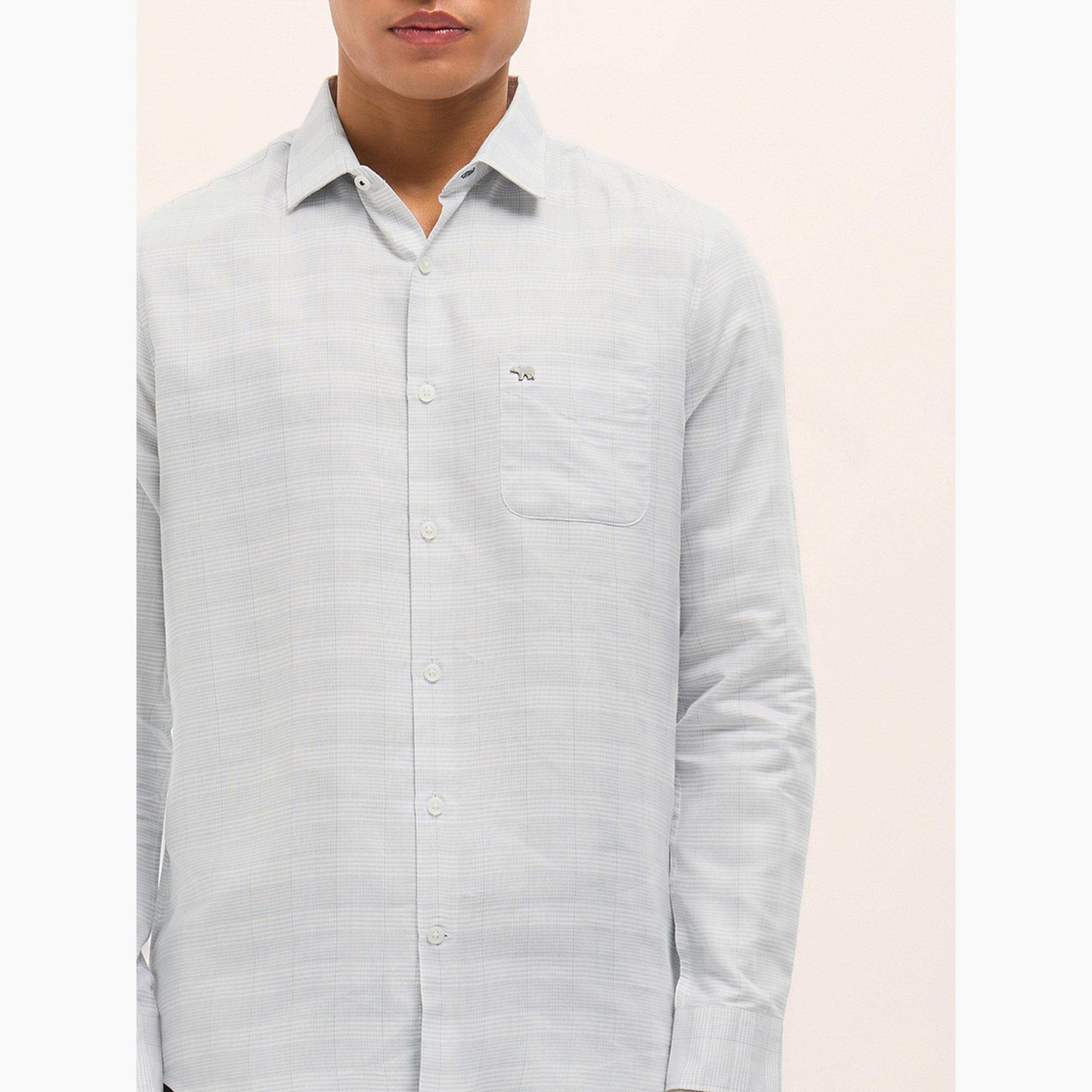 The Bear House X Styli Men's Tailored Fit Checked Cotton Blend Formal Shirt-men-clothing-shirts-image-3