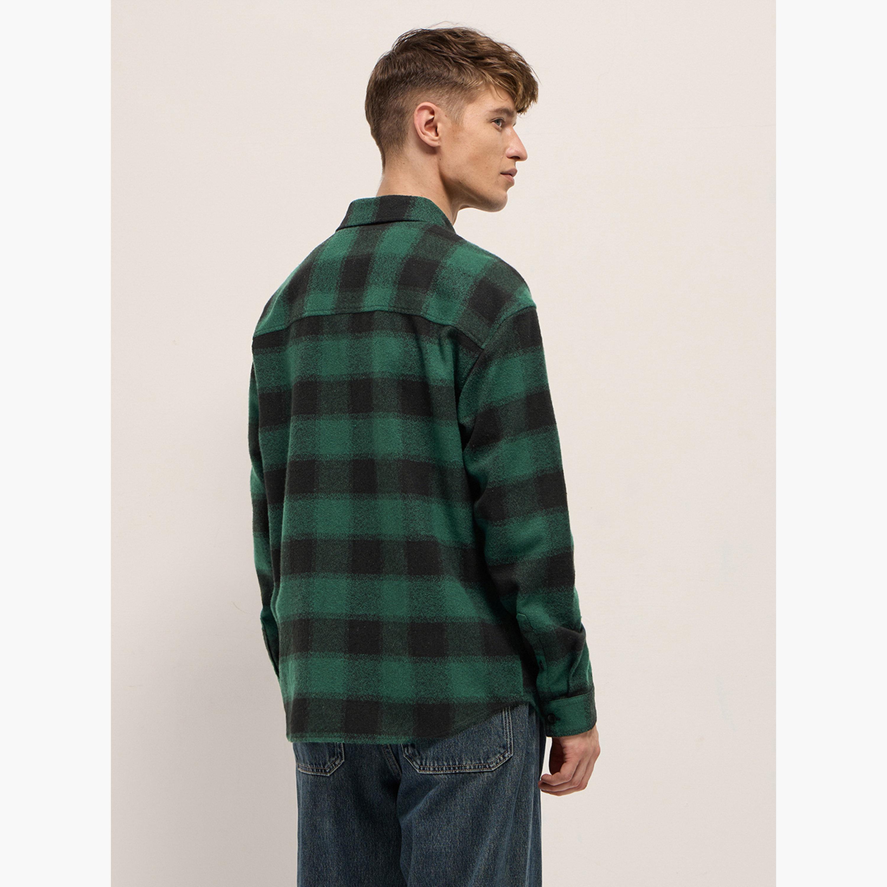 The Bear House X Styli Men's Cotton Checked Relax Fit Flannel Overshirt-men-clothing-shirts-image-6