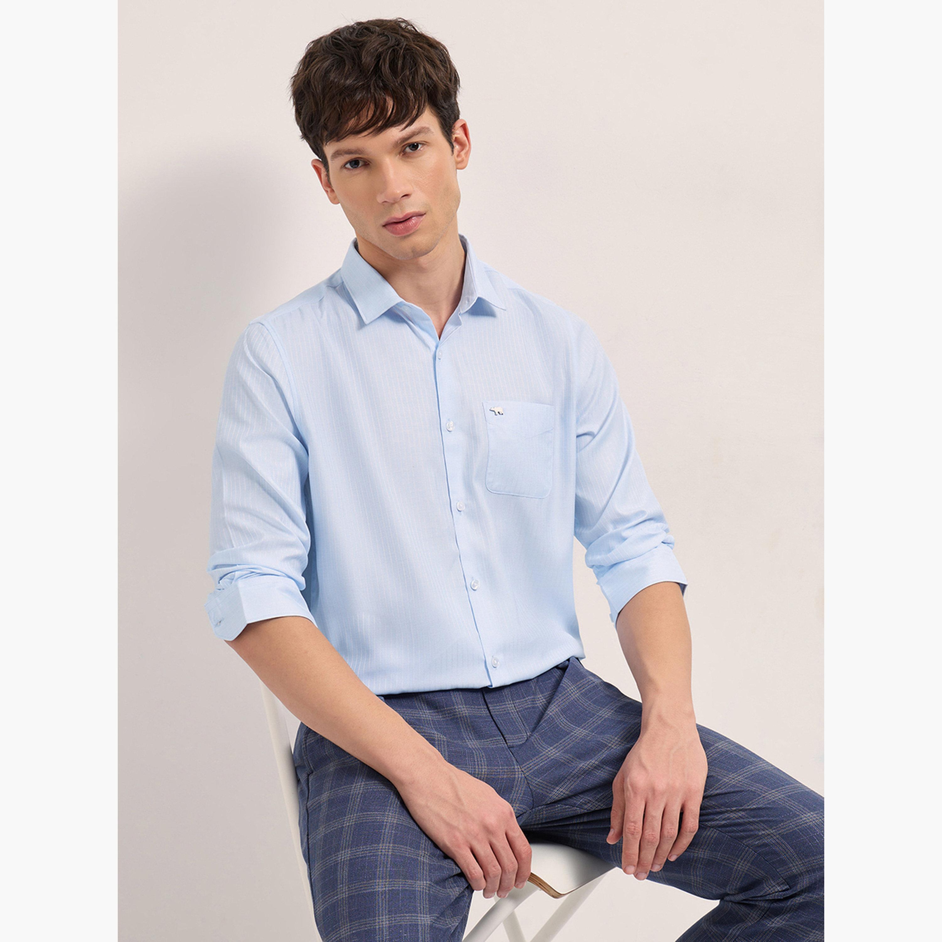 ذا بير هاوس × ستايلي - قميص رجالي رسمي مخطط منسوج بقصة مصممة خصيصًا-men-clothing-shirts-image-4