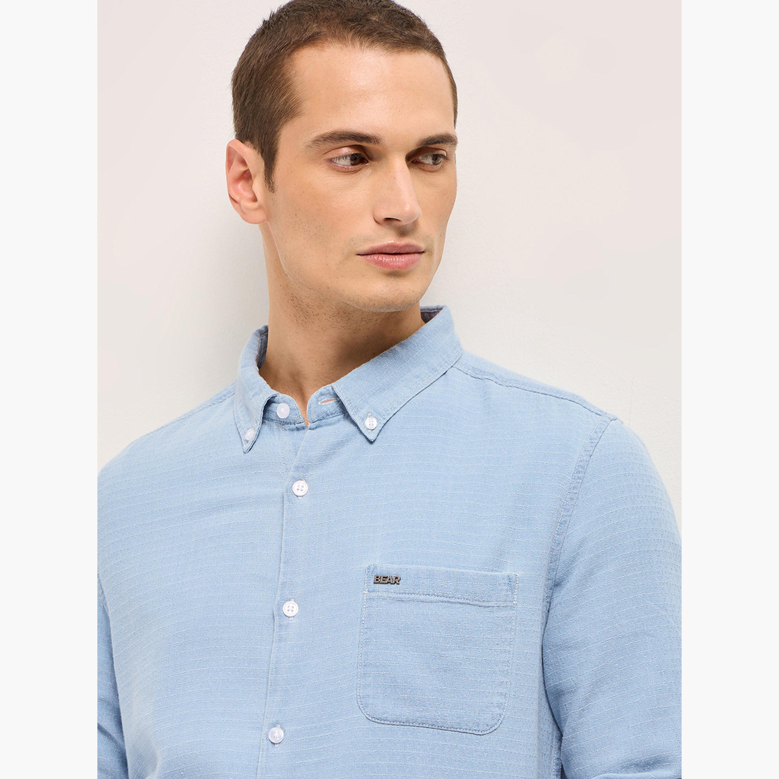 ذا بير هاوس × ستايلي - قميص رجالي قطني تصميم ذاتي، بقصة ضيقة، لإطلالة الكاجوال-men-clothing-shirts-image-2