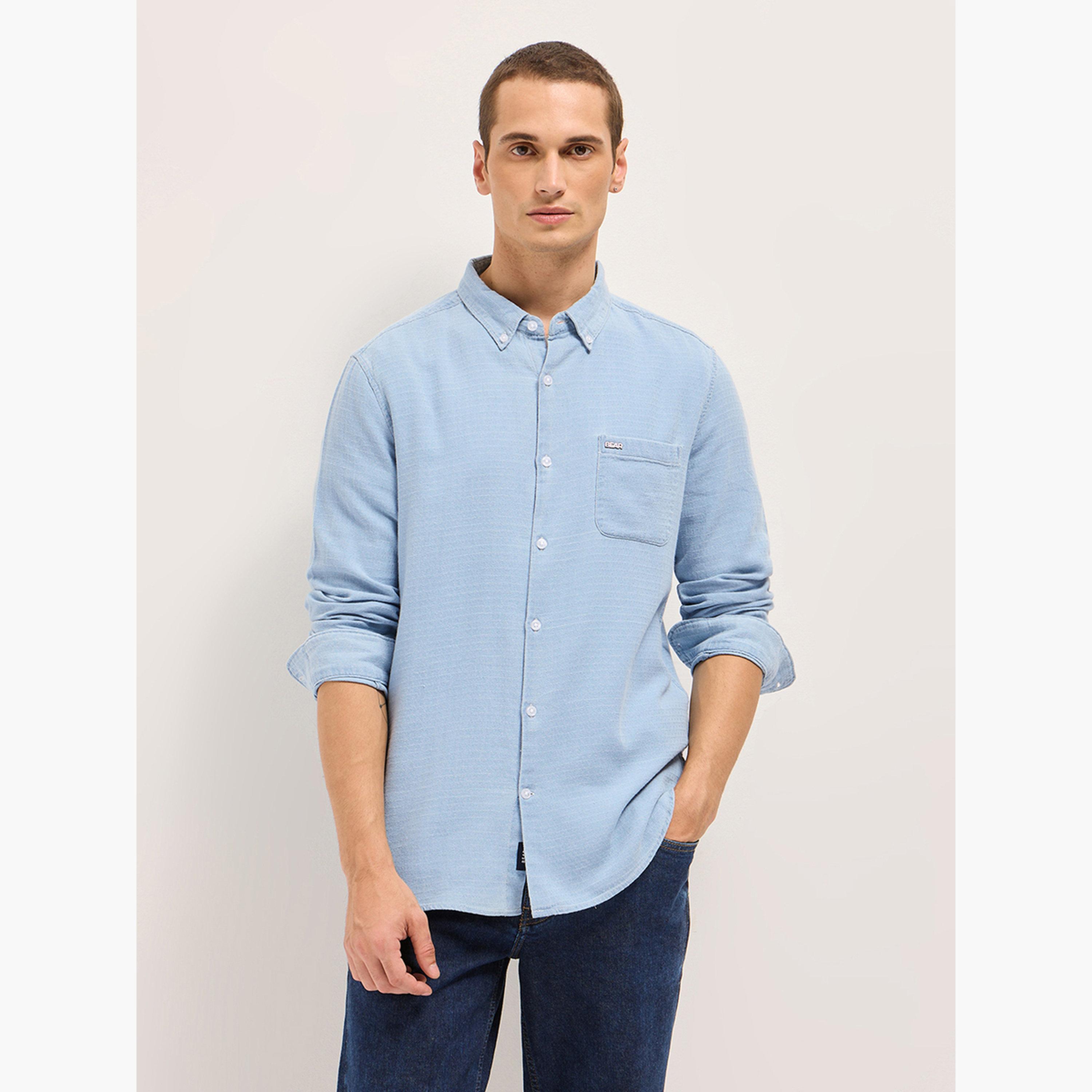 ذا بير هاوس × ستايلي - قميص رجالي قطني تصميم ذاتي، بقصة ضيقة، لإطلالة الكاجوال-men-clothing-shirts-image-4