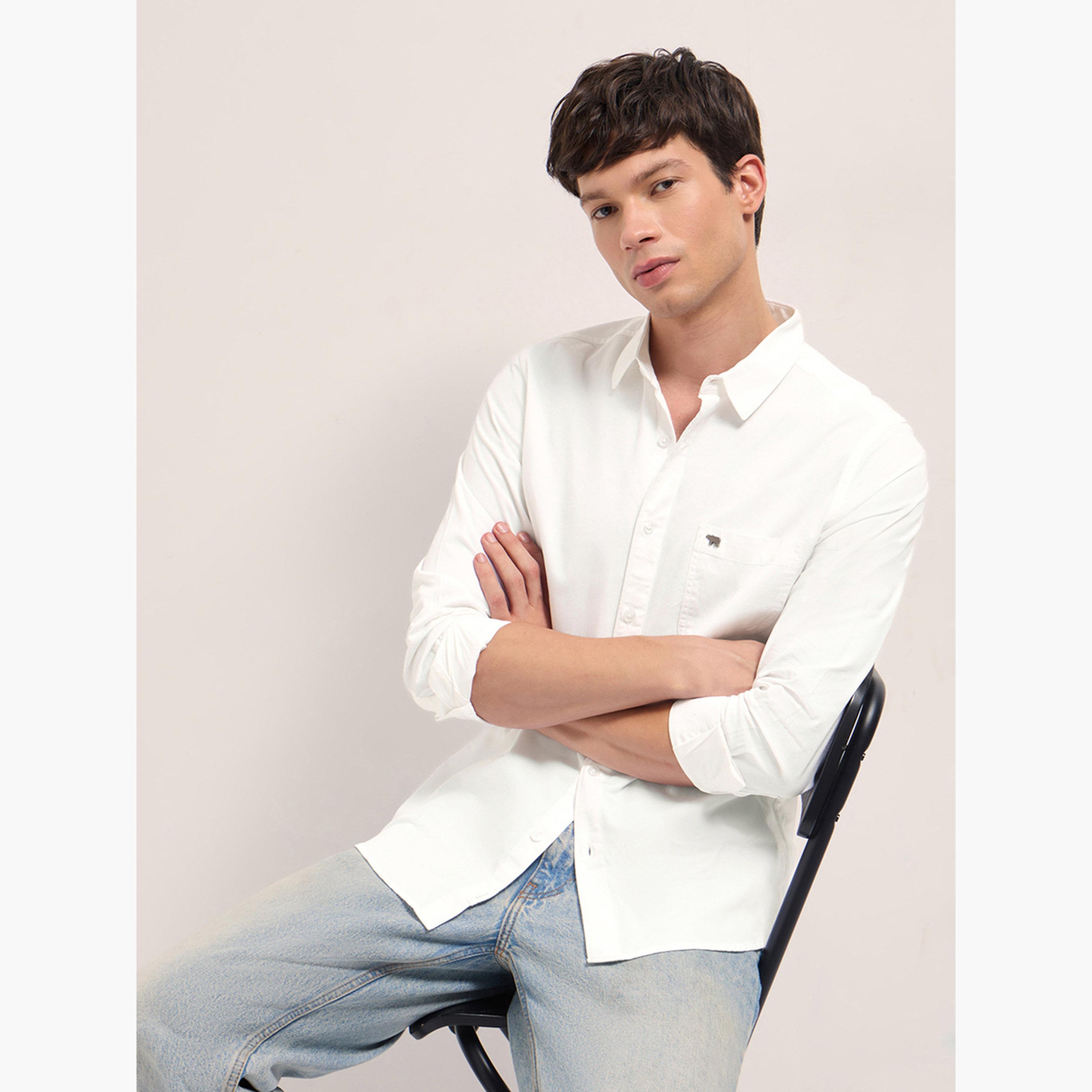 The Bear House X Styli Men's Solid Cotton Slim Fit Casual Shirt-men-clothing-shirts-image-3