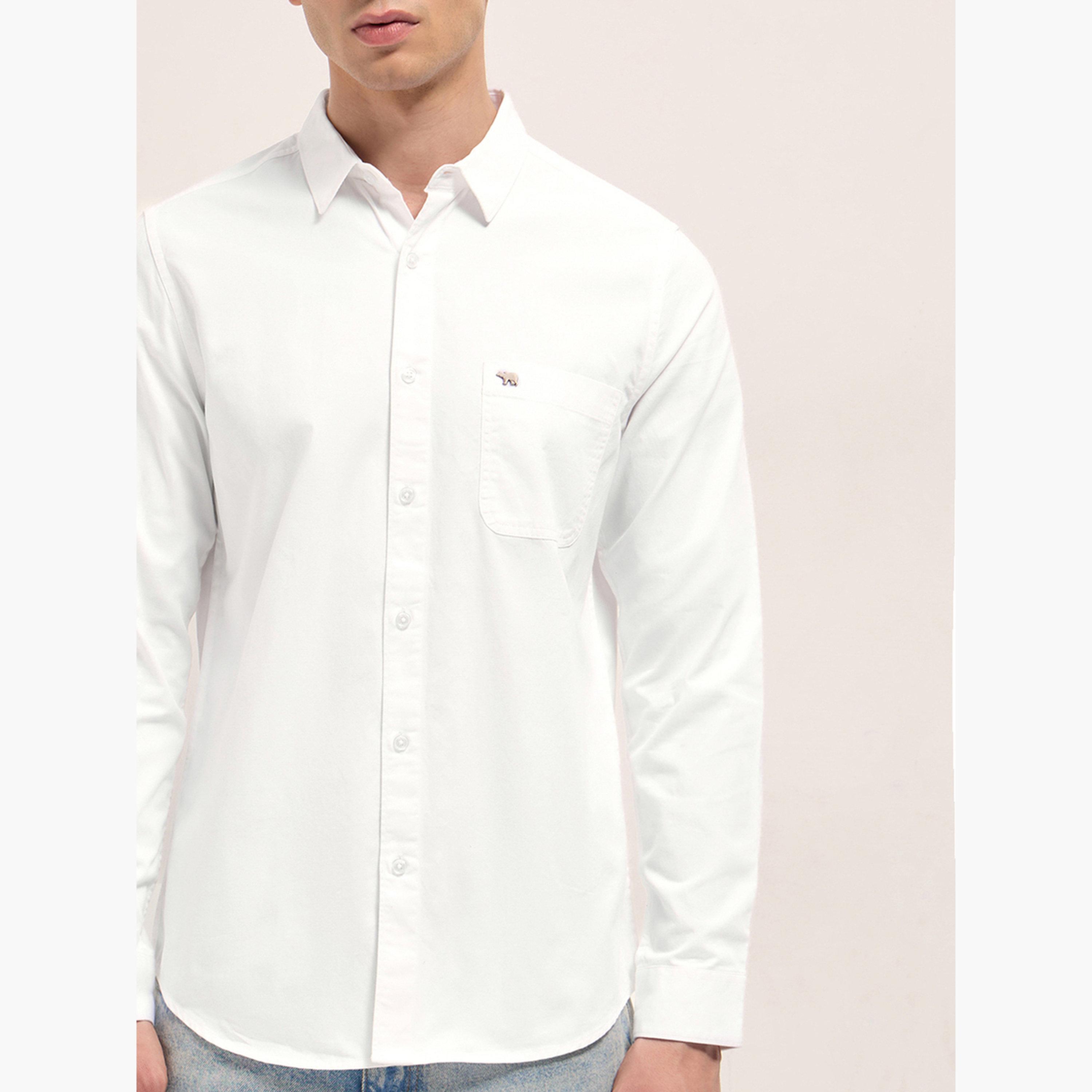 ذا بير هاوس × ستايلي - قميص رجالي قطني سادة بقصة ضيقة لإطلالة الكاجوال-men-clothing-shirts-image-4