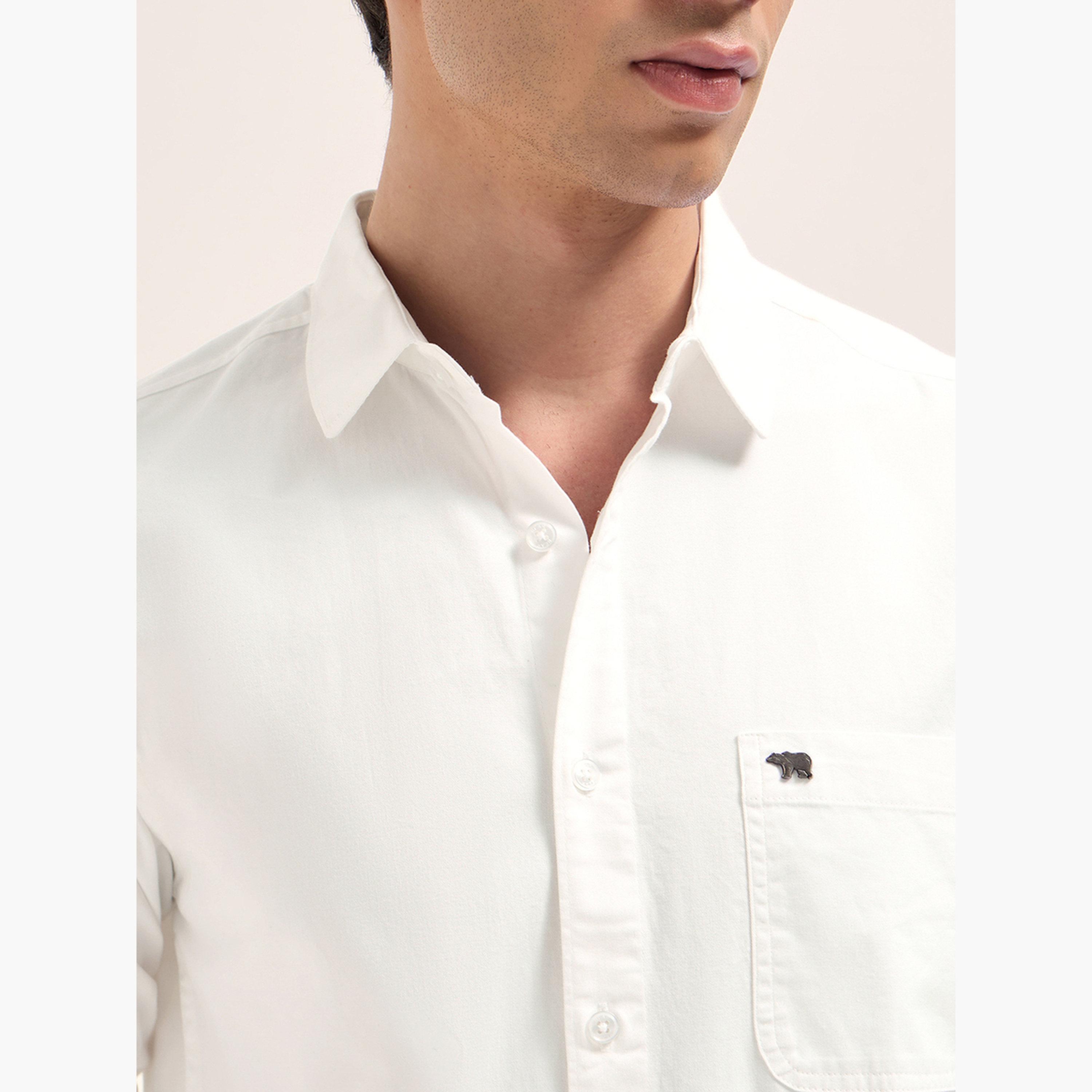 ذا بير هاوس × ستايلي - قميص رجالي قطني سادة بقصة ضيقة لإطلالة الكاجوال-men-clothing-shirts-image-5