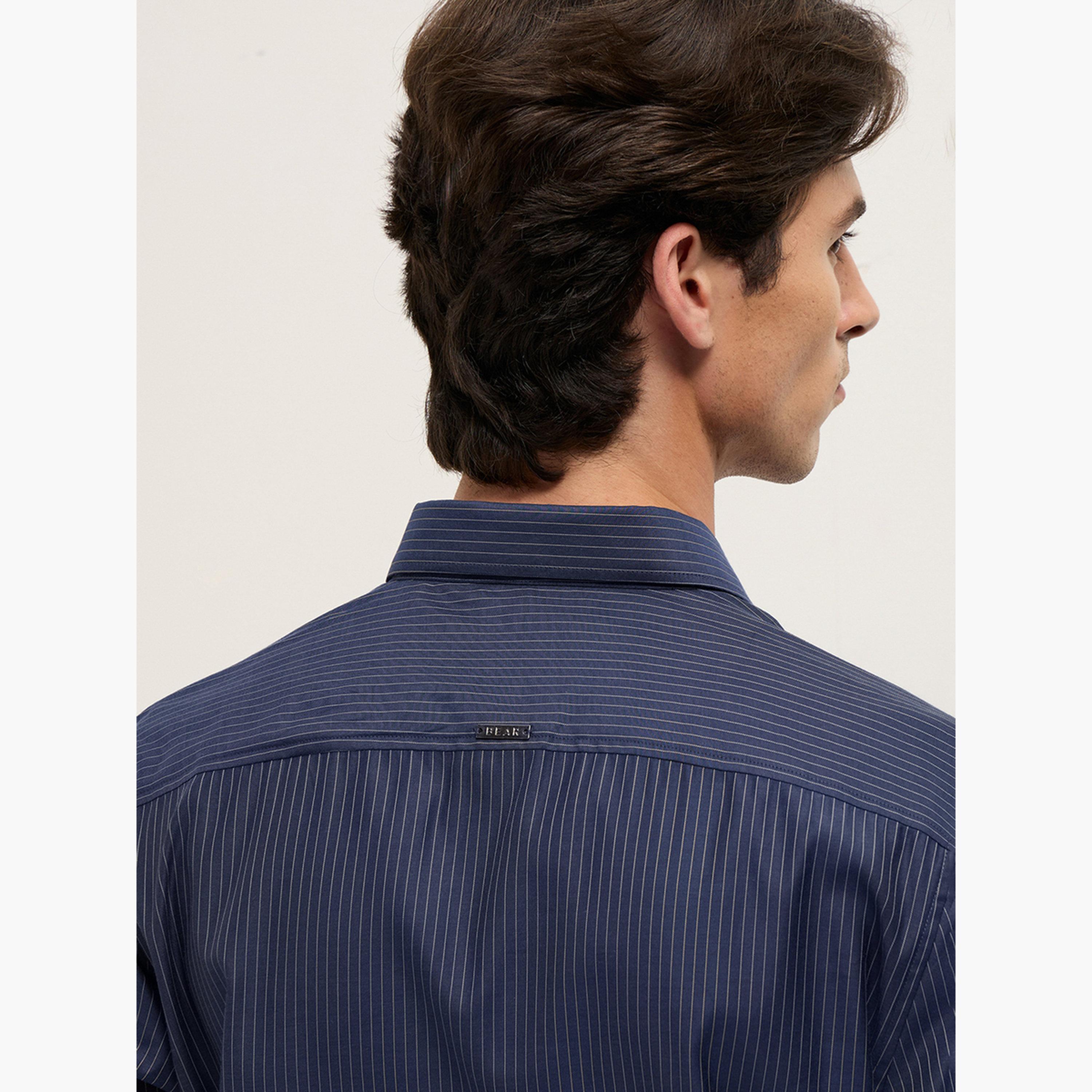 ذا بير هاوس × ستايلي - قميص رجالي رسمي مخطط منسوج قصة محددة-men-clothing-shirts-image-5
