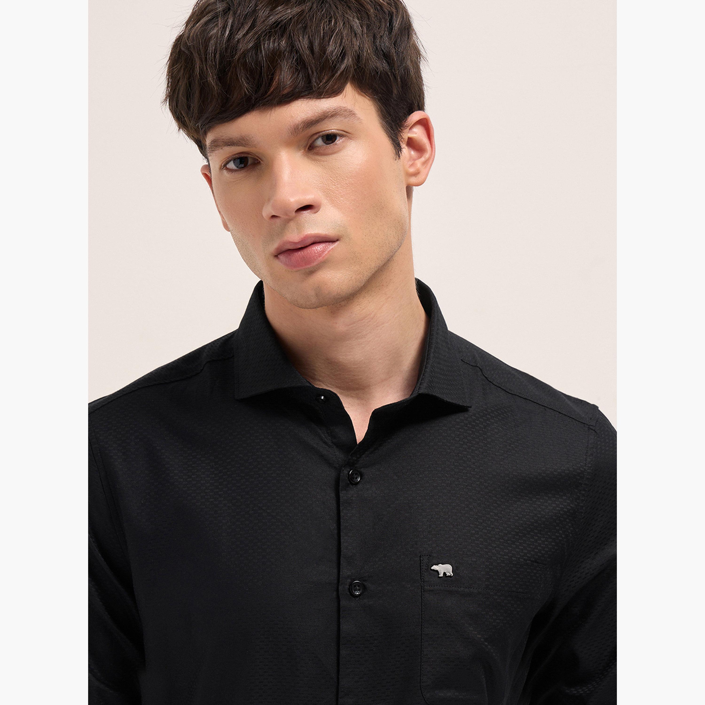 ذا بير هاوس × ستايلي - قميص رجالي رسمي تصميم منسوج قصة محددة-men-clothing-shirts-image-2