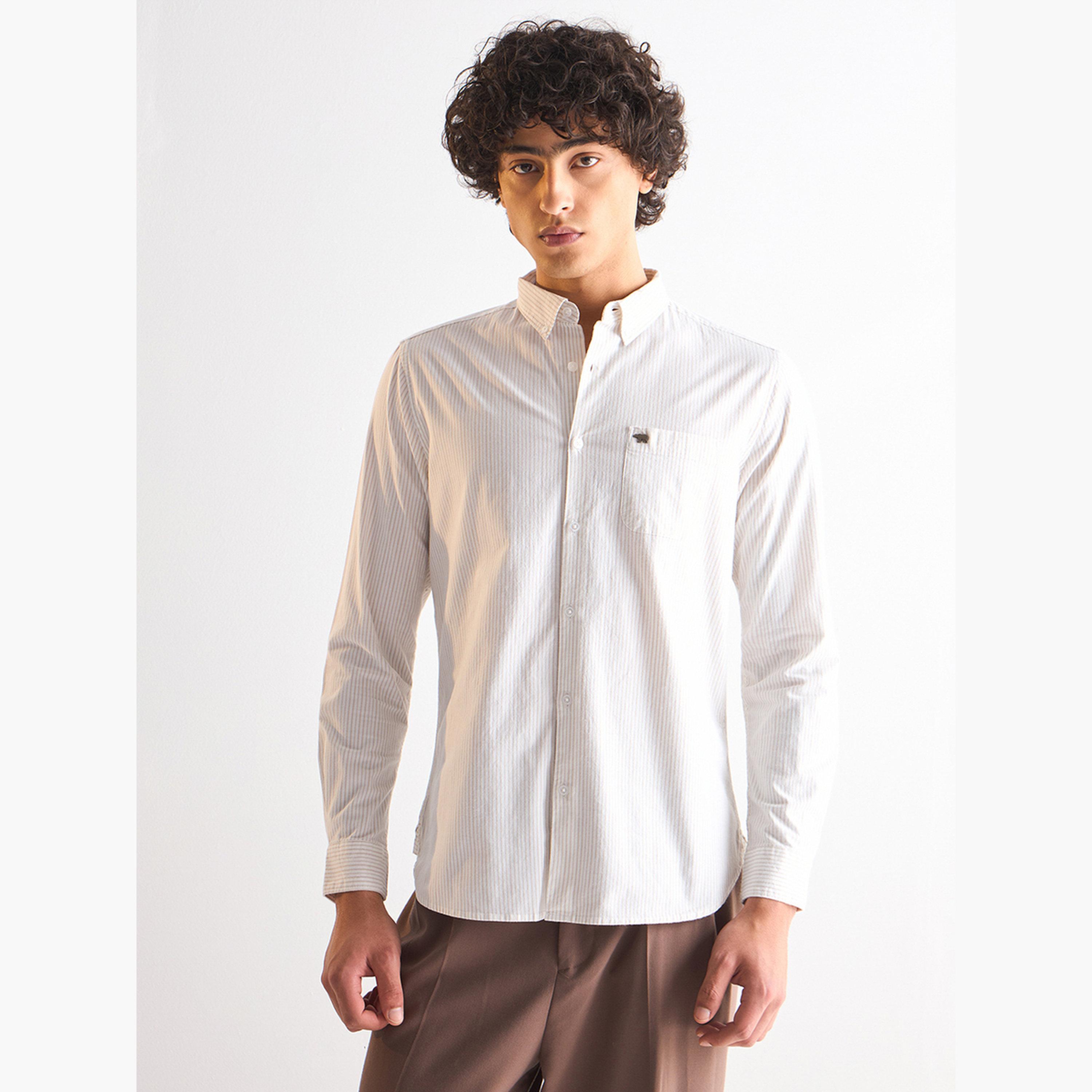 ذا بير هاوس × ستايلي - قميص رجالي قطني بقصة ضيقة لإطلالة الكاجوال-men-clothing-shirts-image-1