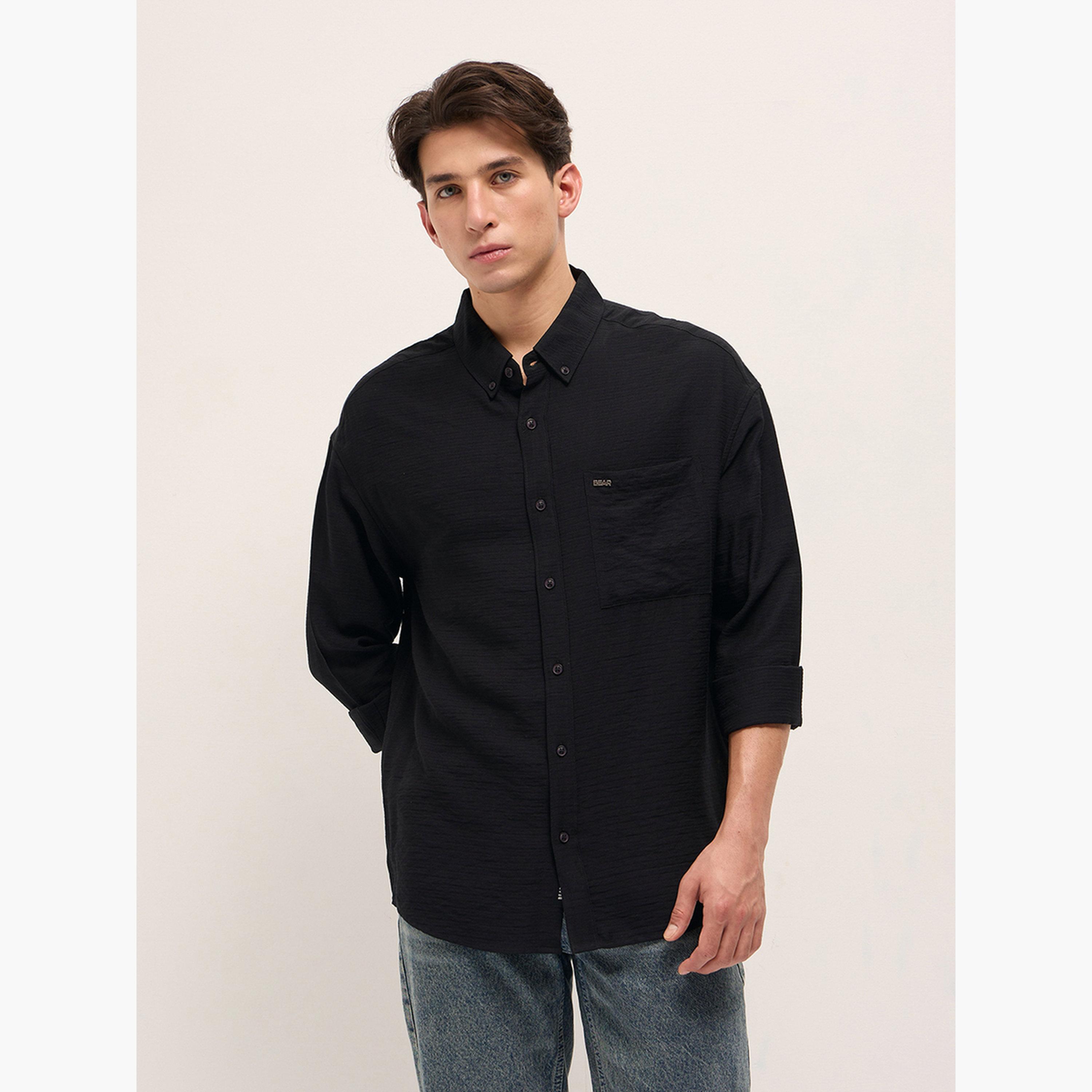 The Bear House X Styli Men's Herringbone Design Relax Fit Casual shirt-men-clothing-shirts-image-1