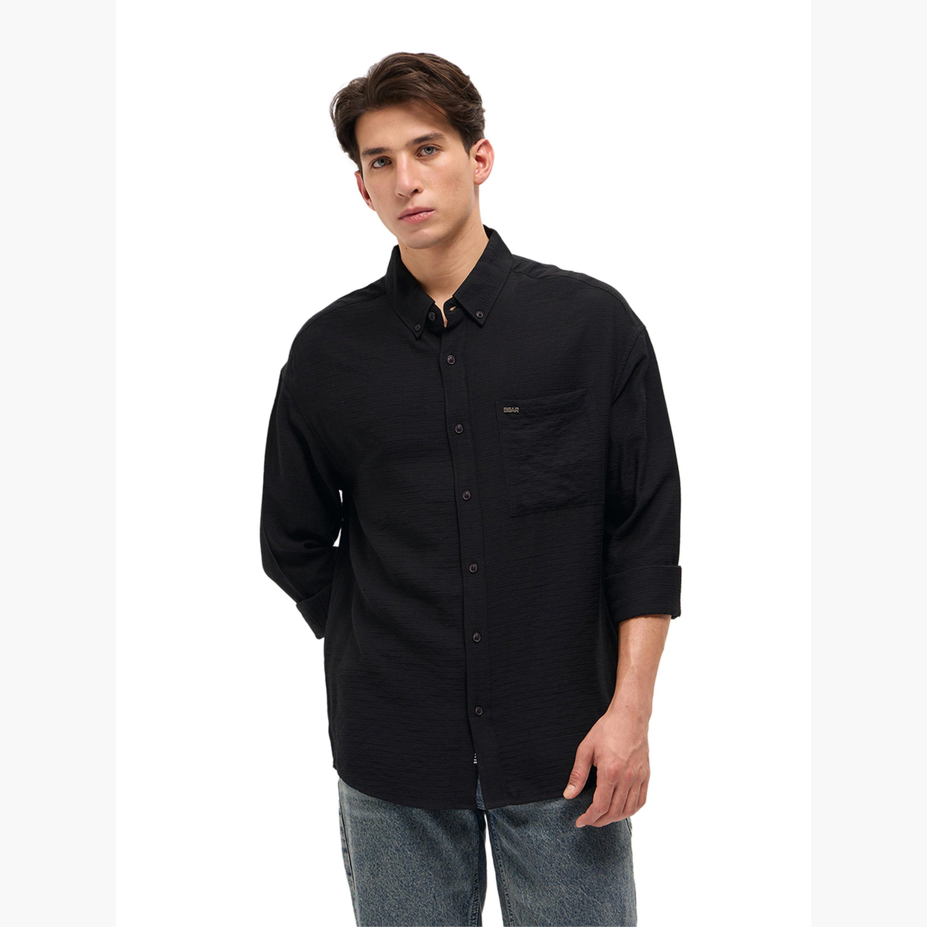 The Bear House X Styli Men's Herringbone Design Relax Fit Casual shirt-men-clothing-shirts-image-4