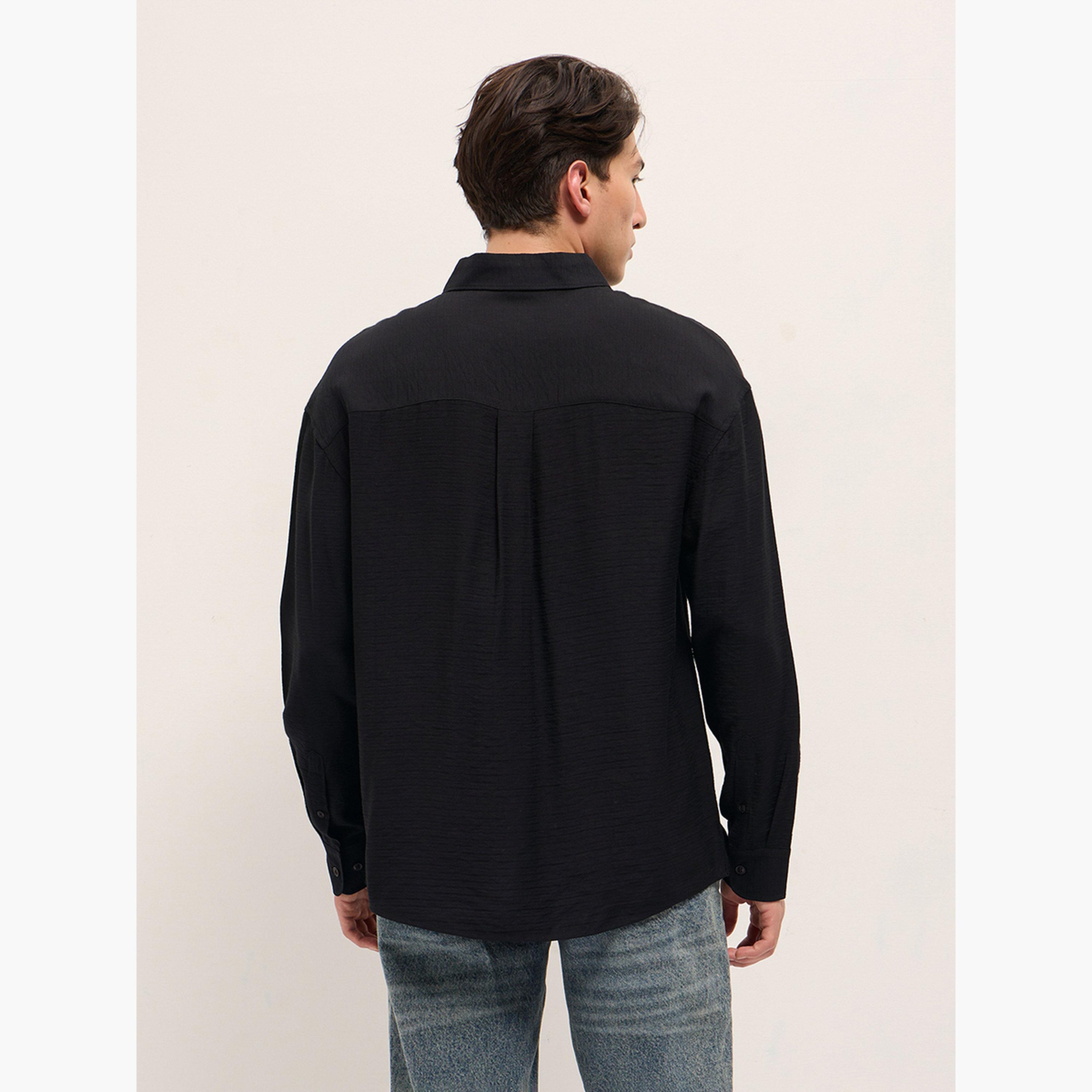 The Bear House X Styli Men's Herringbone Design Relax Fit Casual shirt-men-clothing-shirts-image-6