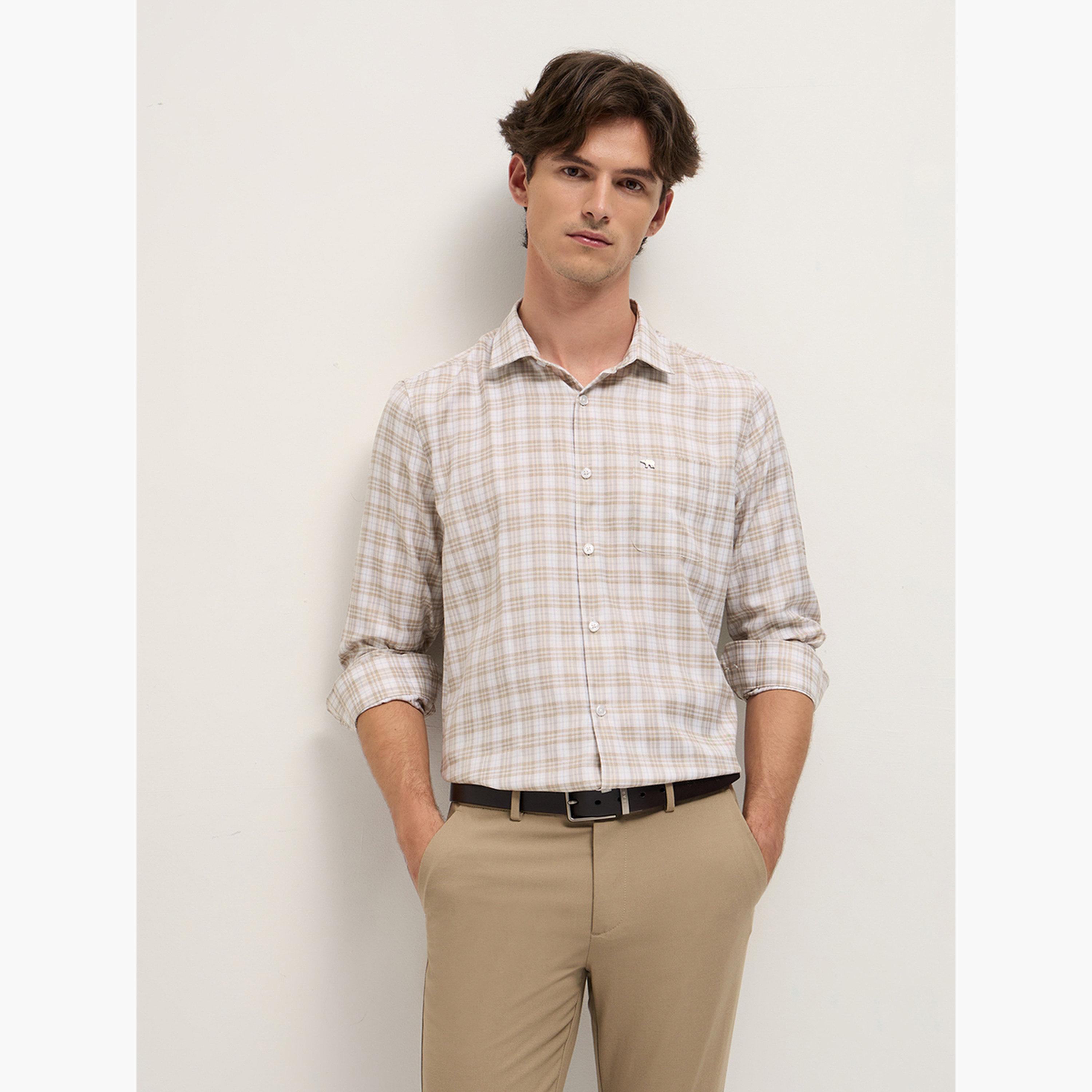 ذا بير هاوس × ستايلي - قميص رجالي رسمي بنقشة مربعات قصة محددة-men-clothing-shirts-image-4