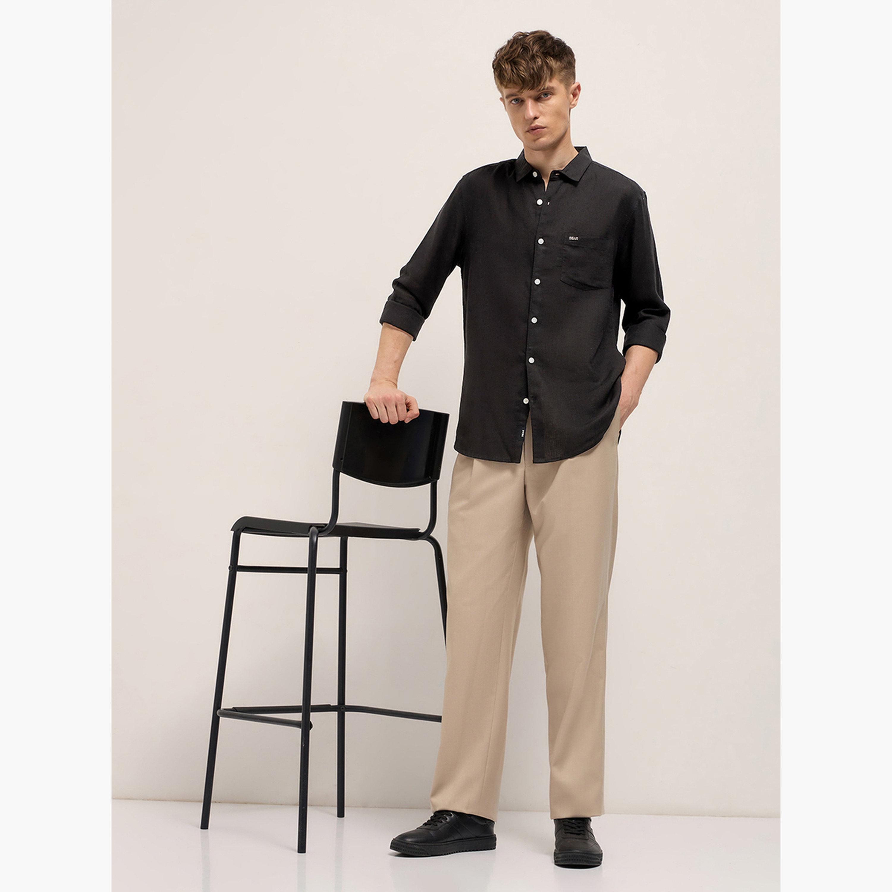 The Bear House X Styli Men's Solid Slim Fit Casual Shirt-men-clothing-shirts-image-4