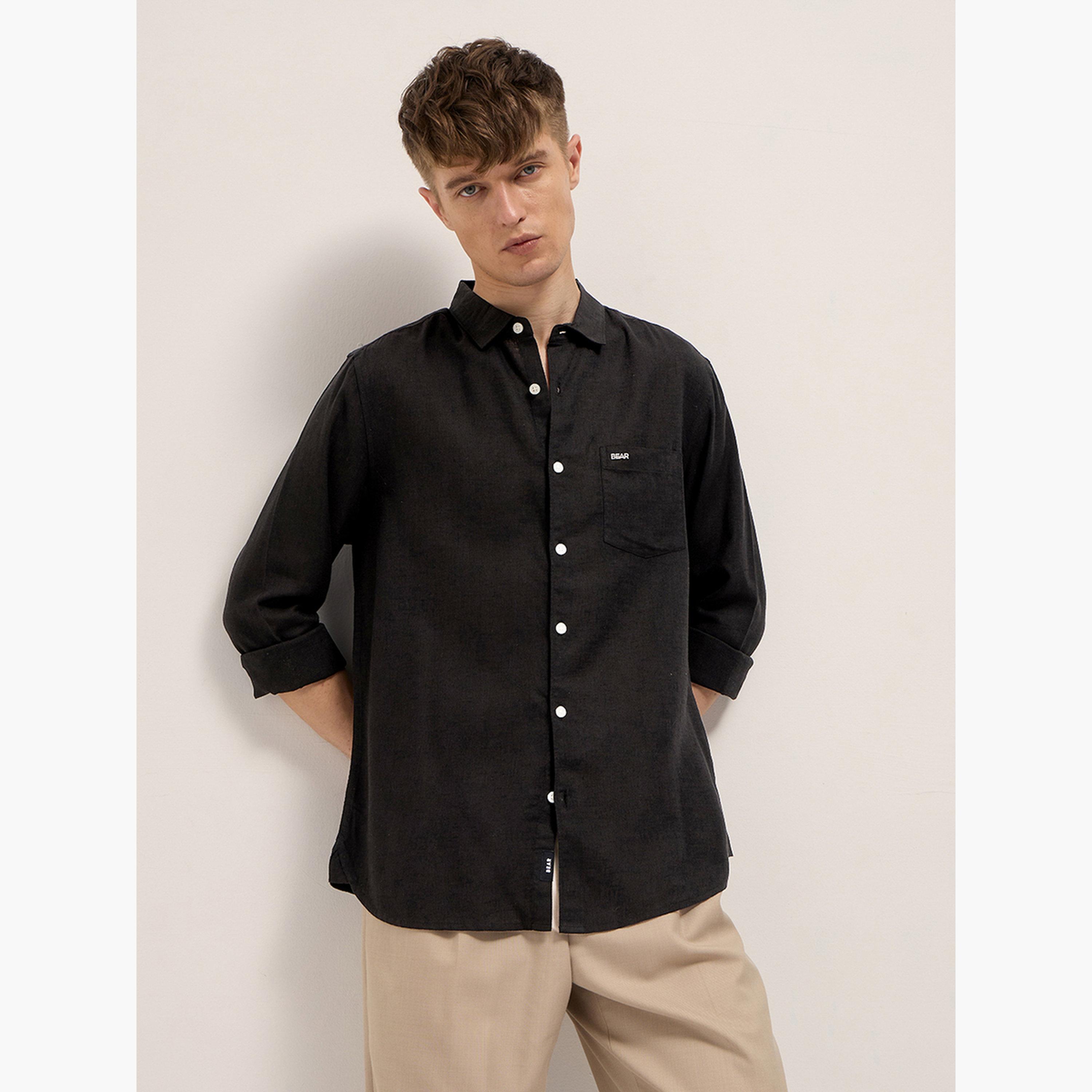 The Bear House X Styli Men's Solid Slim Fit Casual Shirt-men-clothing-shirts-image-5