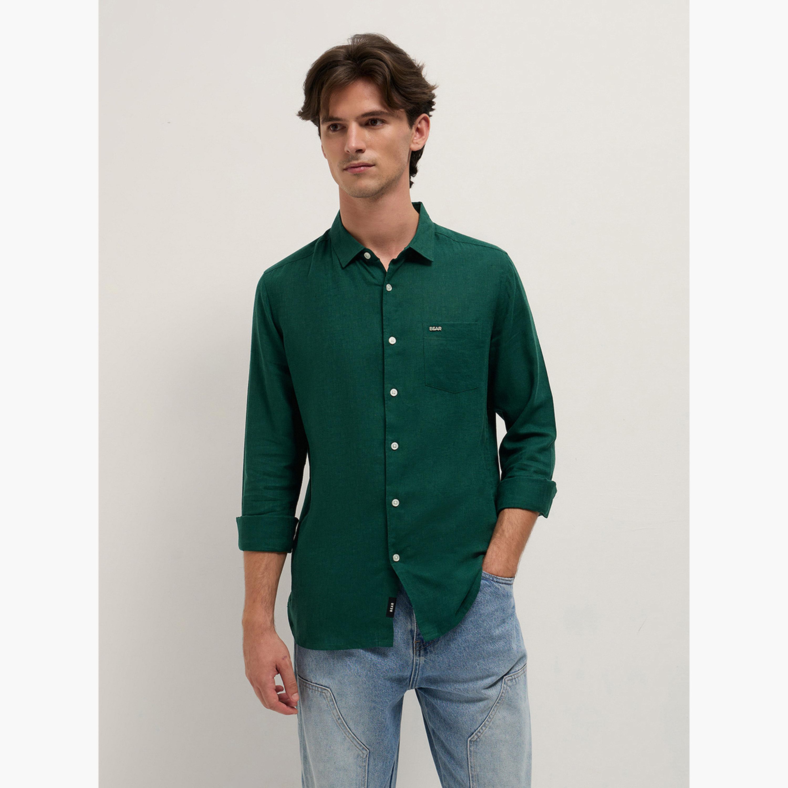 The Bear House X Styli Men's Solid Slim Fit Casual Shirt-men-clothing-shirts-image-1